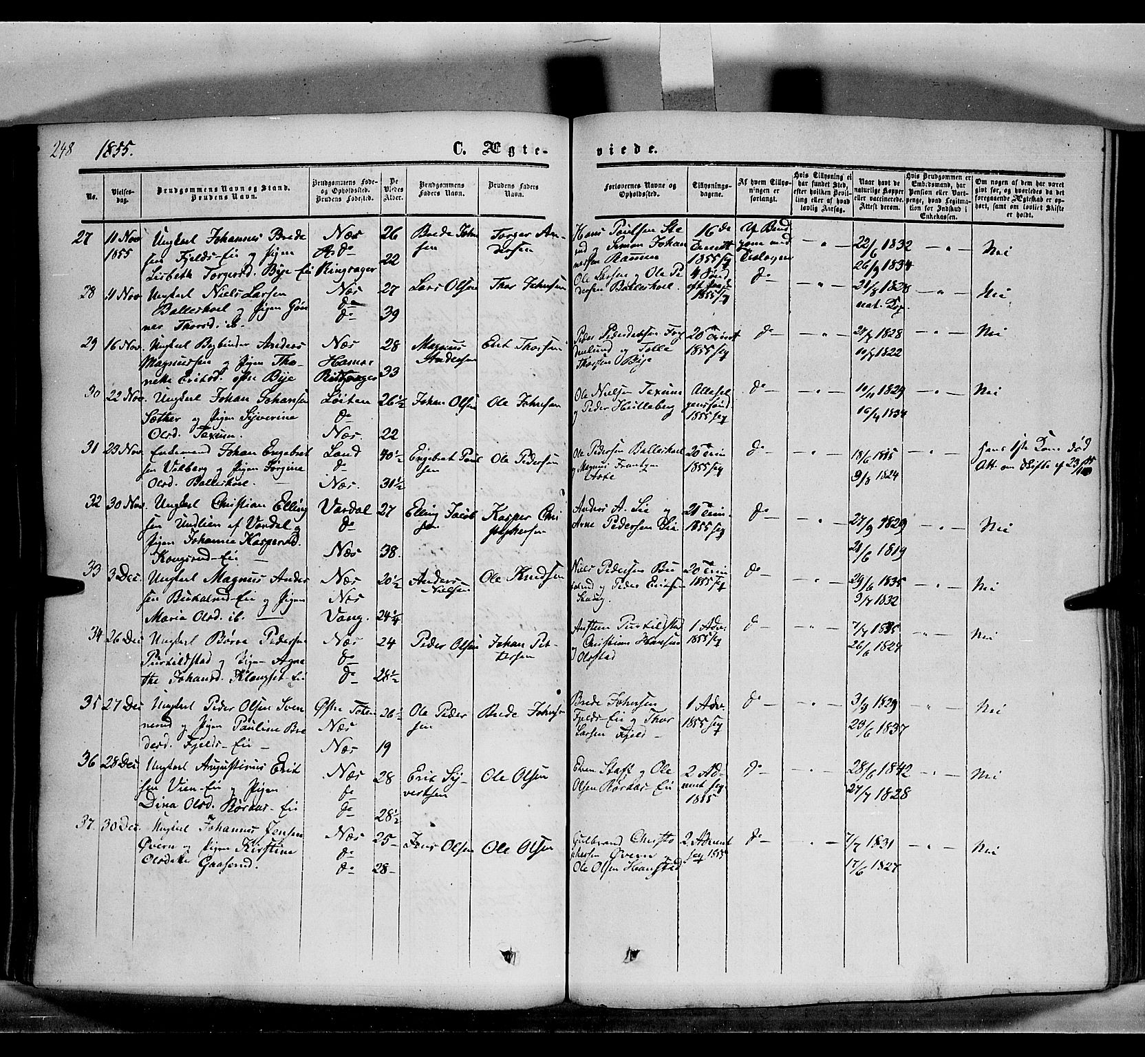 Nes prestekontor, Hedmark, SAH/PREST-020/K/Ka/L0004: Ministerialbok nr. 4, 1852-1886, s. 248