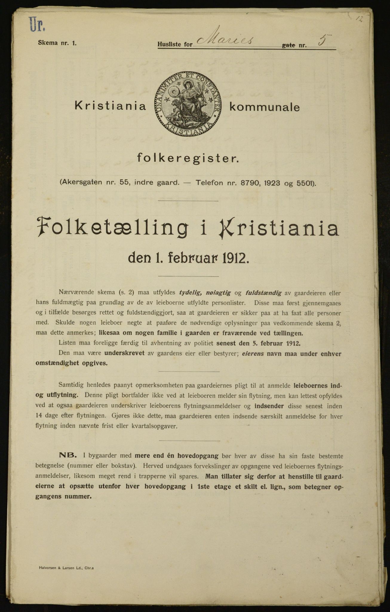 OBA, Kommunal folketelling 1.2.1912 for Kristiania, 1912, s. 63228