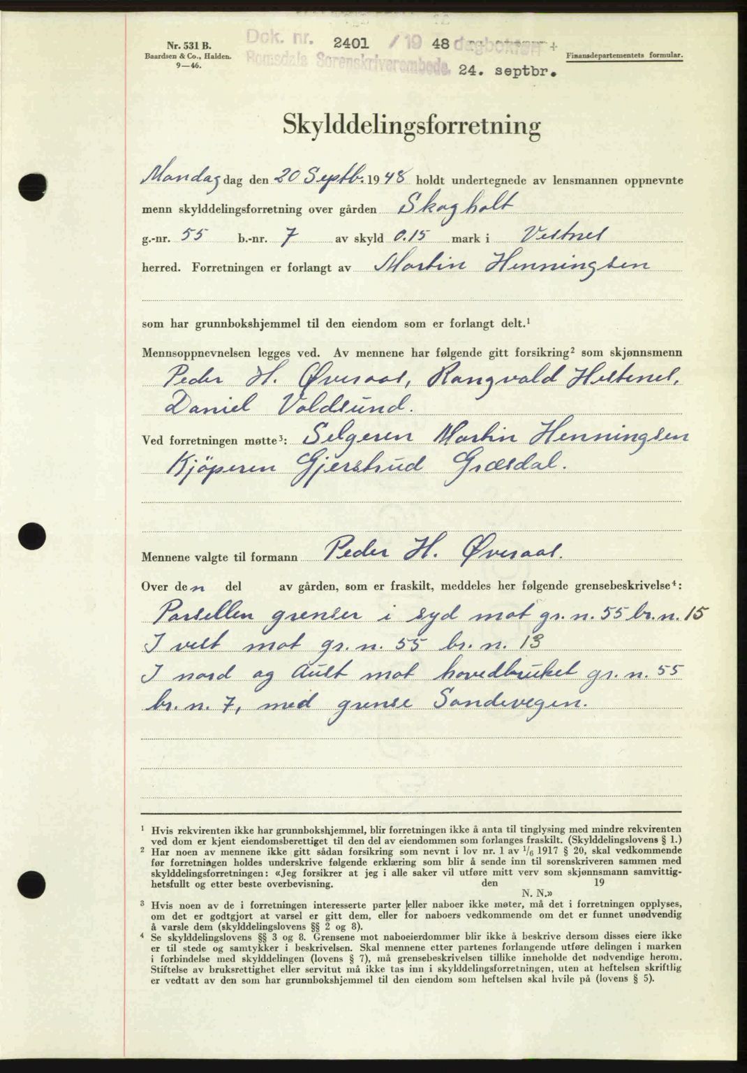 Romsdal sorenskriveri, SAT/A-4149/1/2/2C: Pantebok nr. A27, 1948-1948, Dagboknr: 2401/1948