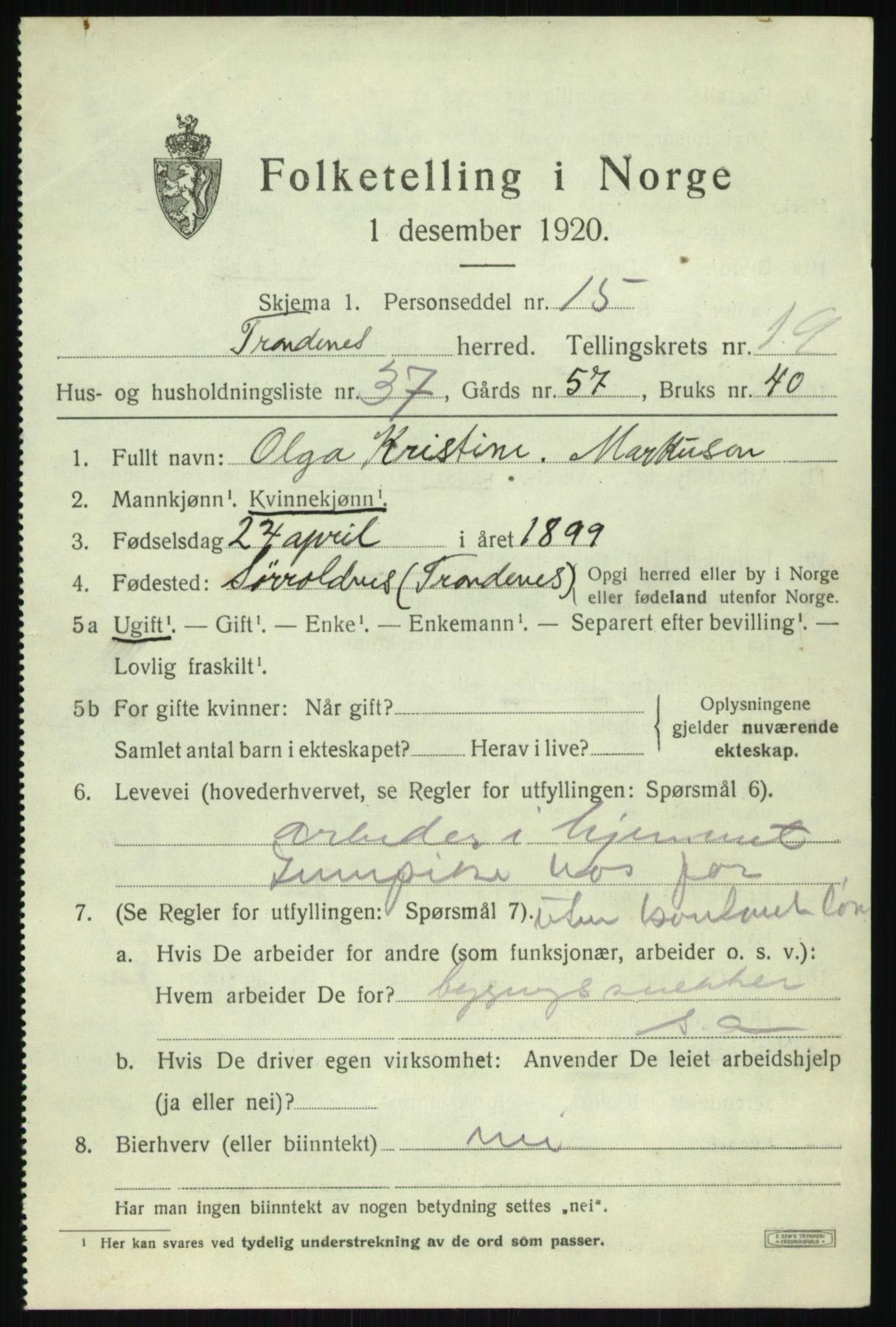SATØ, Folketelling 1920 for 1914 Trondenes herred, 1920, s. 13994