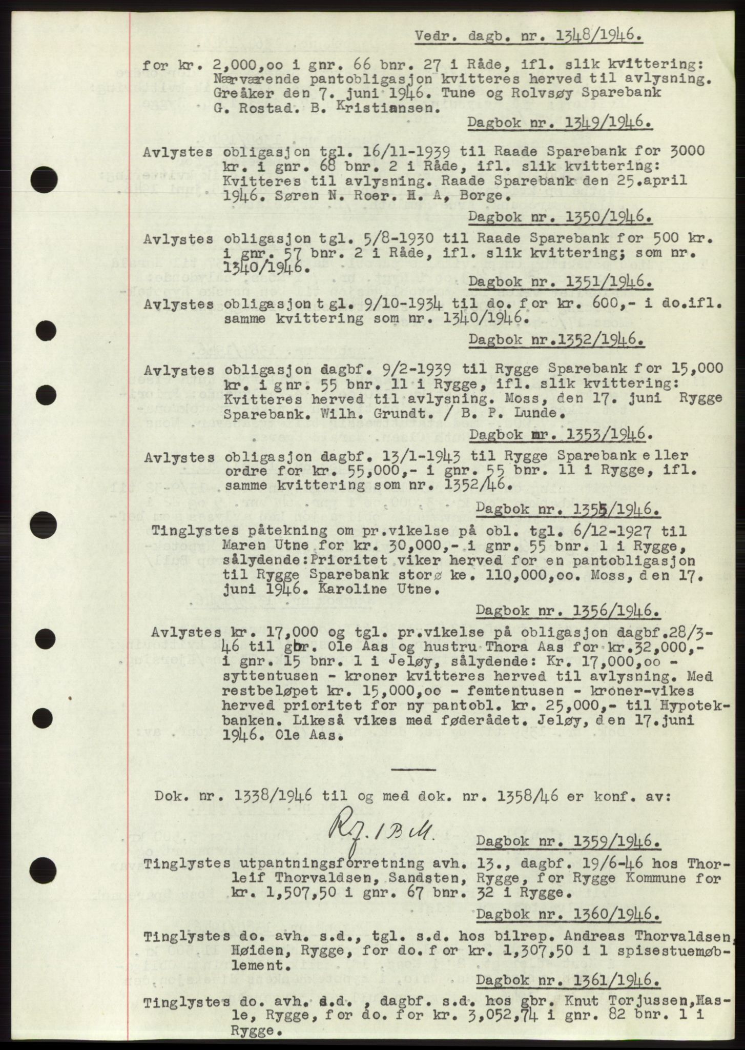 Moss sorenskriveri, SAO/A-10168: Pantebok nr. C10, 1938-1950, Dagboknr: 1348/1946