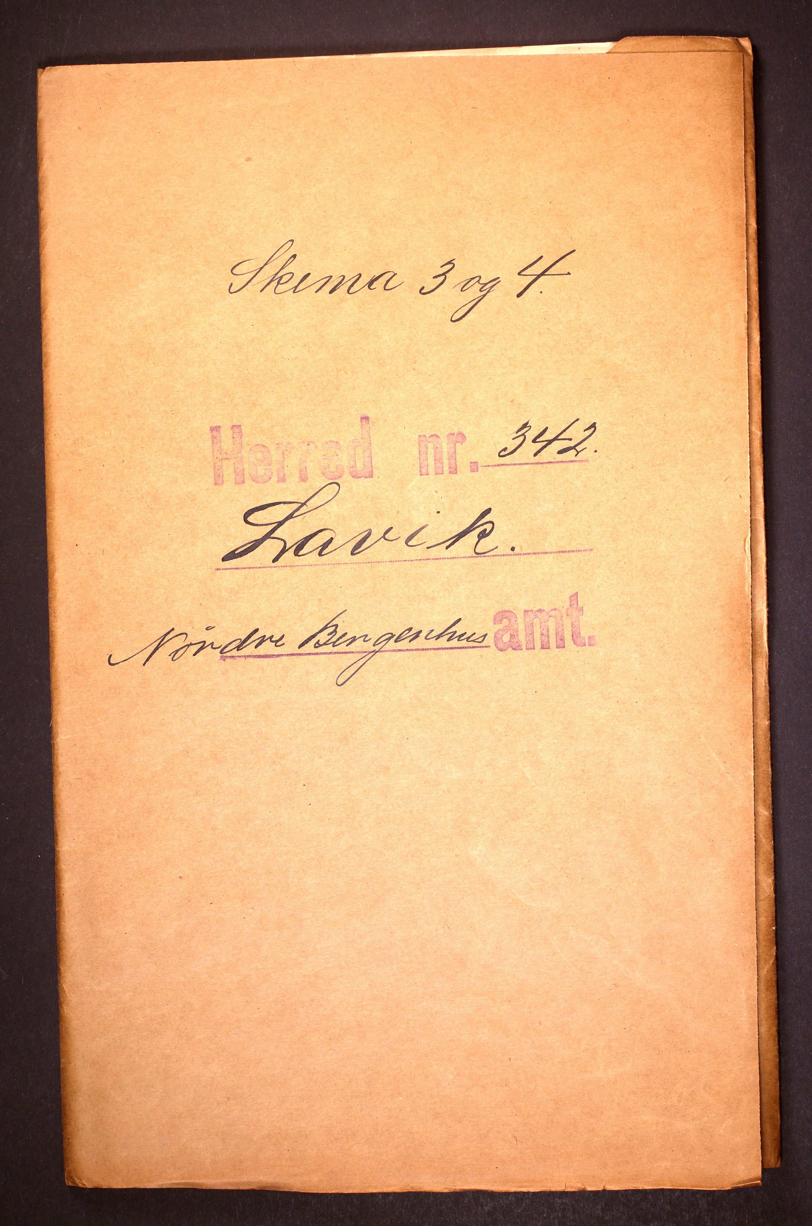 RA, Folketelling 1910 for 1415 Lavik herred, 1910, s. 1