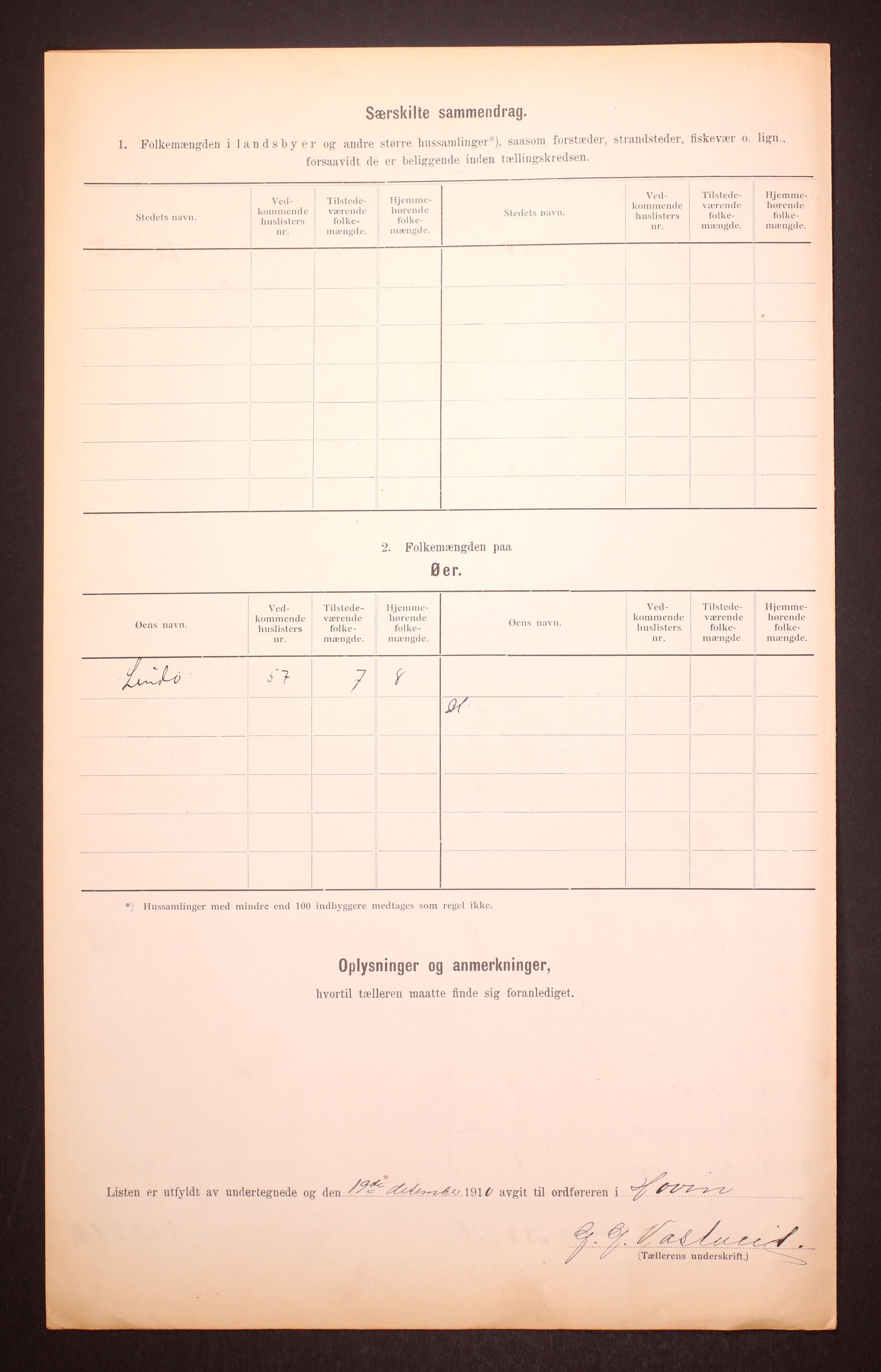 RA, Folketelling 1910 for 0825 Hovin herred, 1910, s. 6