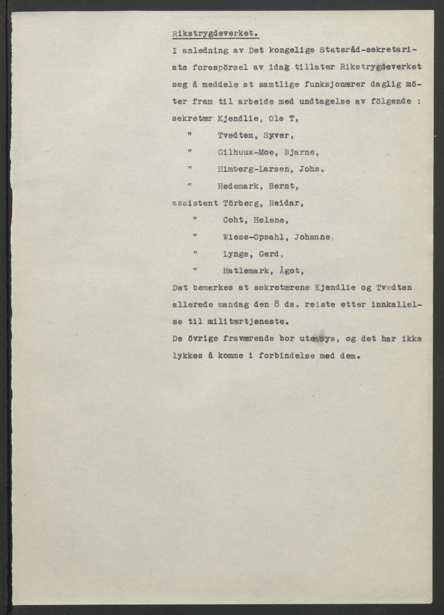 NS-administrasjonen 1940-1945 (Statsrådsekretariatet, de kommisariske statsråder mm), AV/RA-S-4279/D/Db/L0111/0003: Saker fra krigsårene / Journal, 1940-1945, s. 124