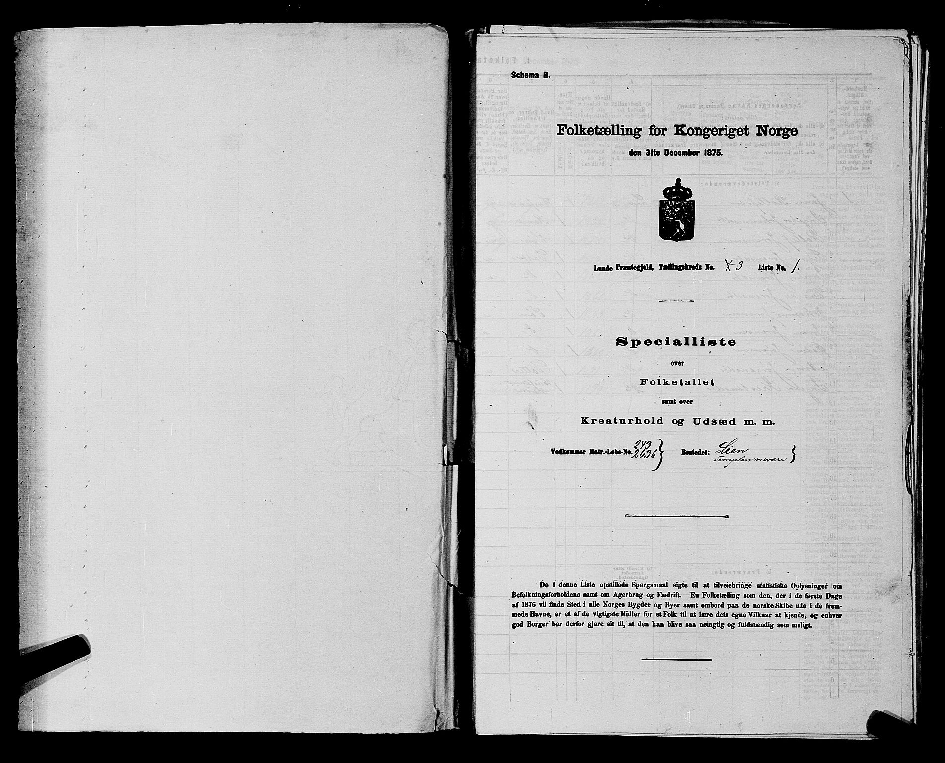 SAKO, Folketelling 1875 for 0820P Lunde prestegjeld, 1875, s. 357