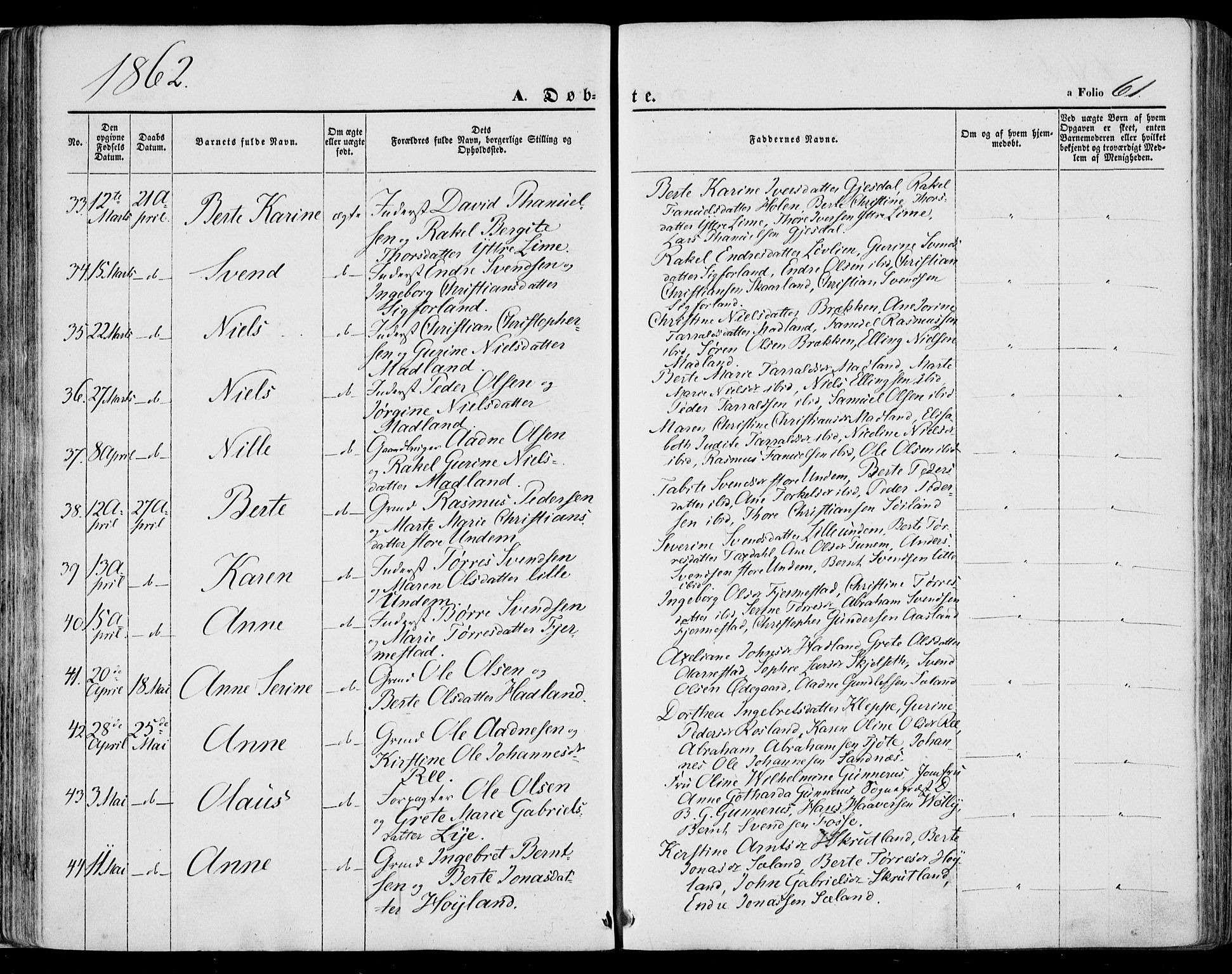 Lye sokneprestkontor, AV/SAST-A-101794/001/30BA/L0007: Ministerialbok nr. A 6, 1856-1871, s. 61