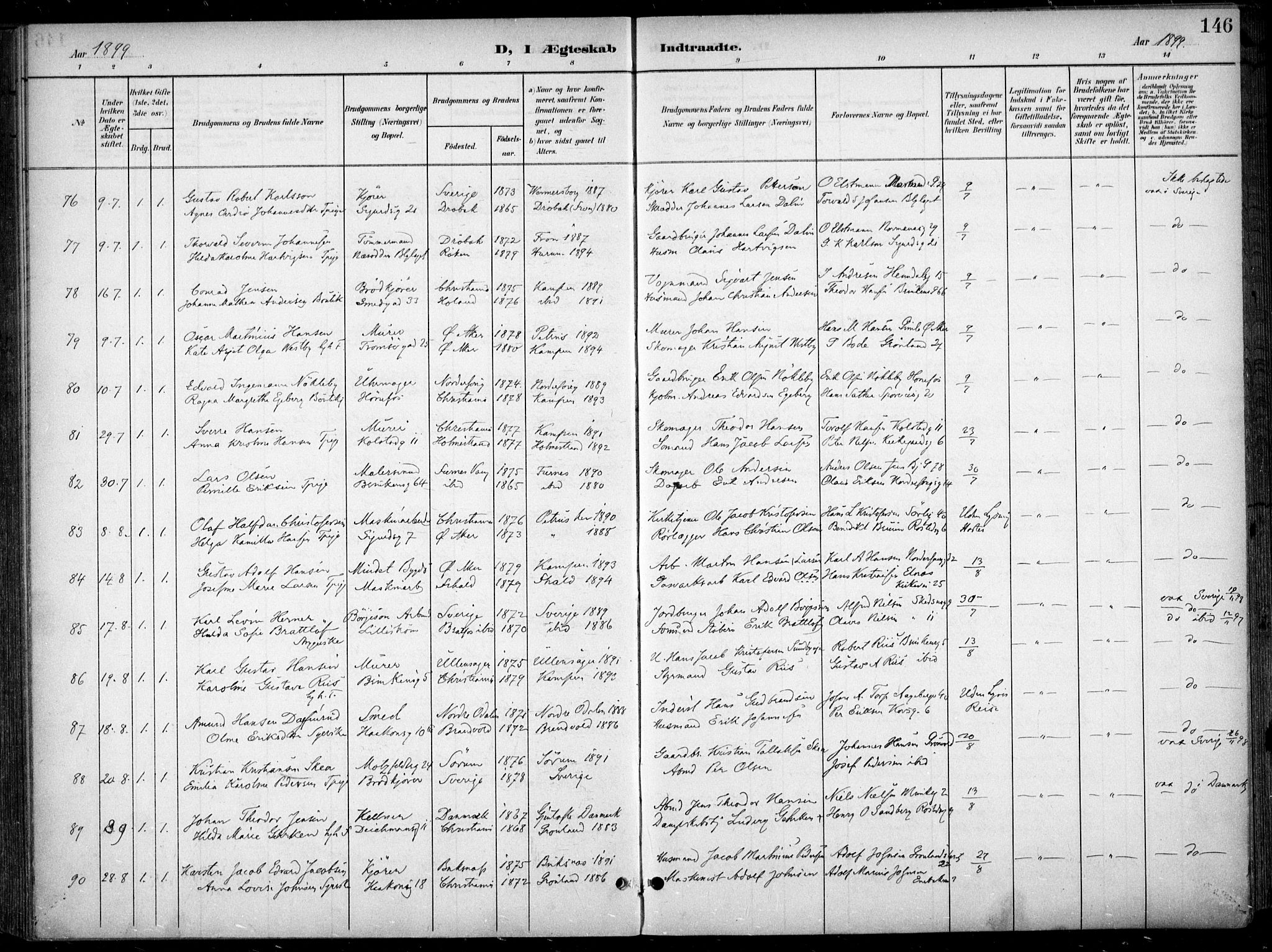 Kampen prestekontor Kirkebøker, AV/SAO-A-10853/F/Fa/L0009: Ministerialbok nr. I 9, 1899-1911, s. 146