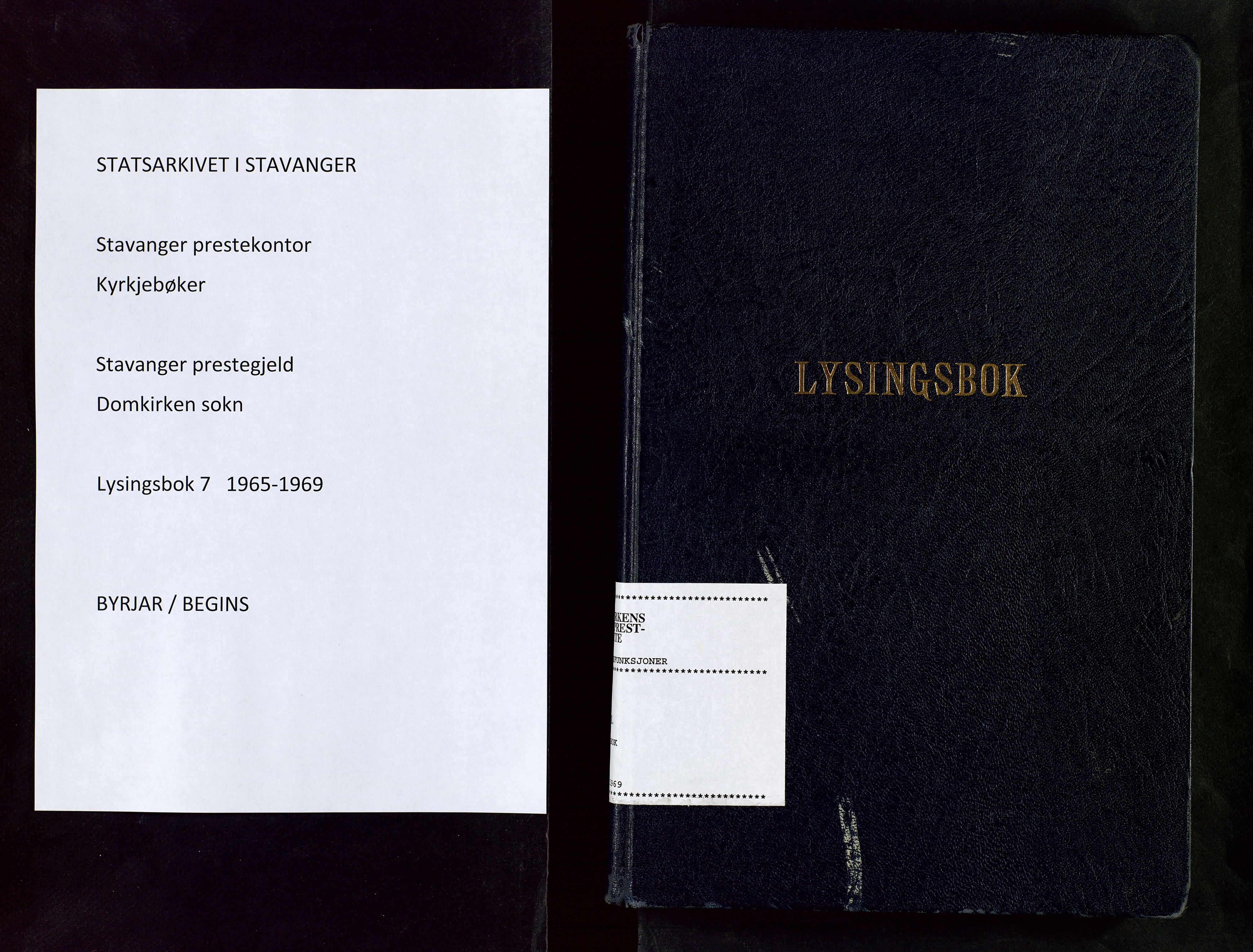 Domkirken sokneprestkontor, AV/SAST-A-101812/001/70/705BB/L0007: Lysningsprotokoll nr. 7, 1965-1969