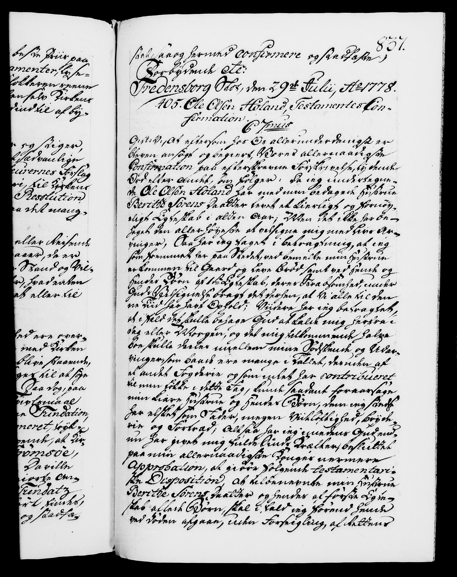 Danske Kanselli 1572-1799, AV/RA-EA-3023/F/Fc/Fca/Fcaa/L0047: Norske registre, 1776-1778, s. 837a