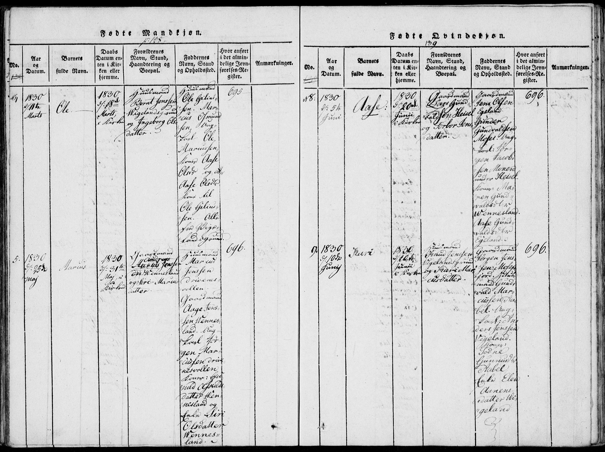 Vennesla sokneprestkontor, AV/SAK-1111-0045/Fa/Fab/L0003: Ministerialbok nr. A 3, 1820-1834, s. 138-139