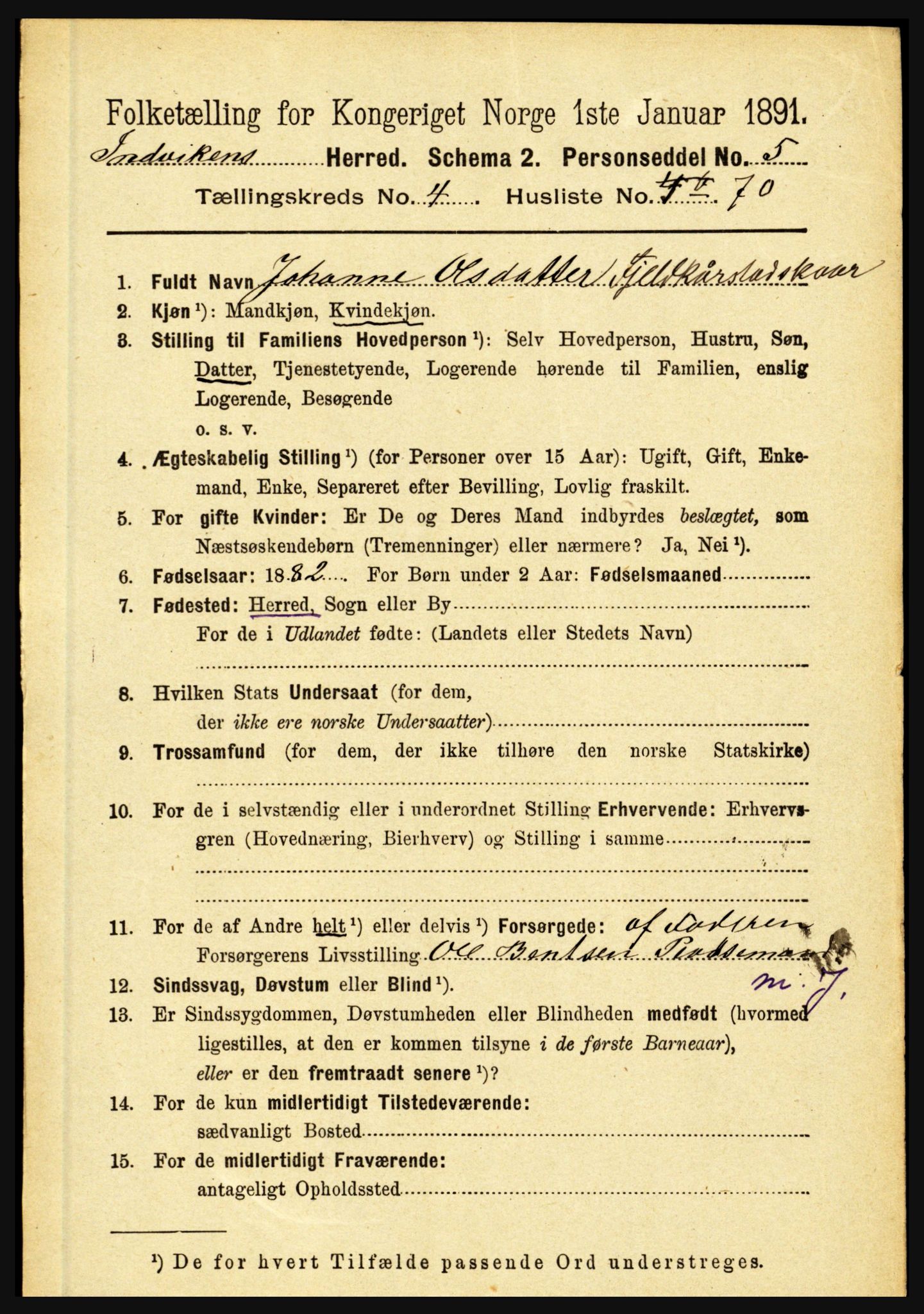 RA, Folketelling 1891 for 1447 Innvik herred, 1891, s. 1890