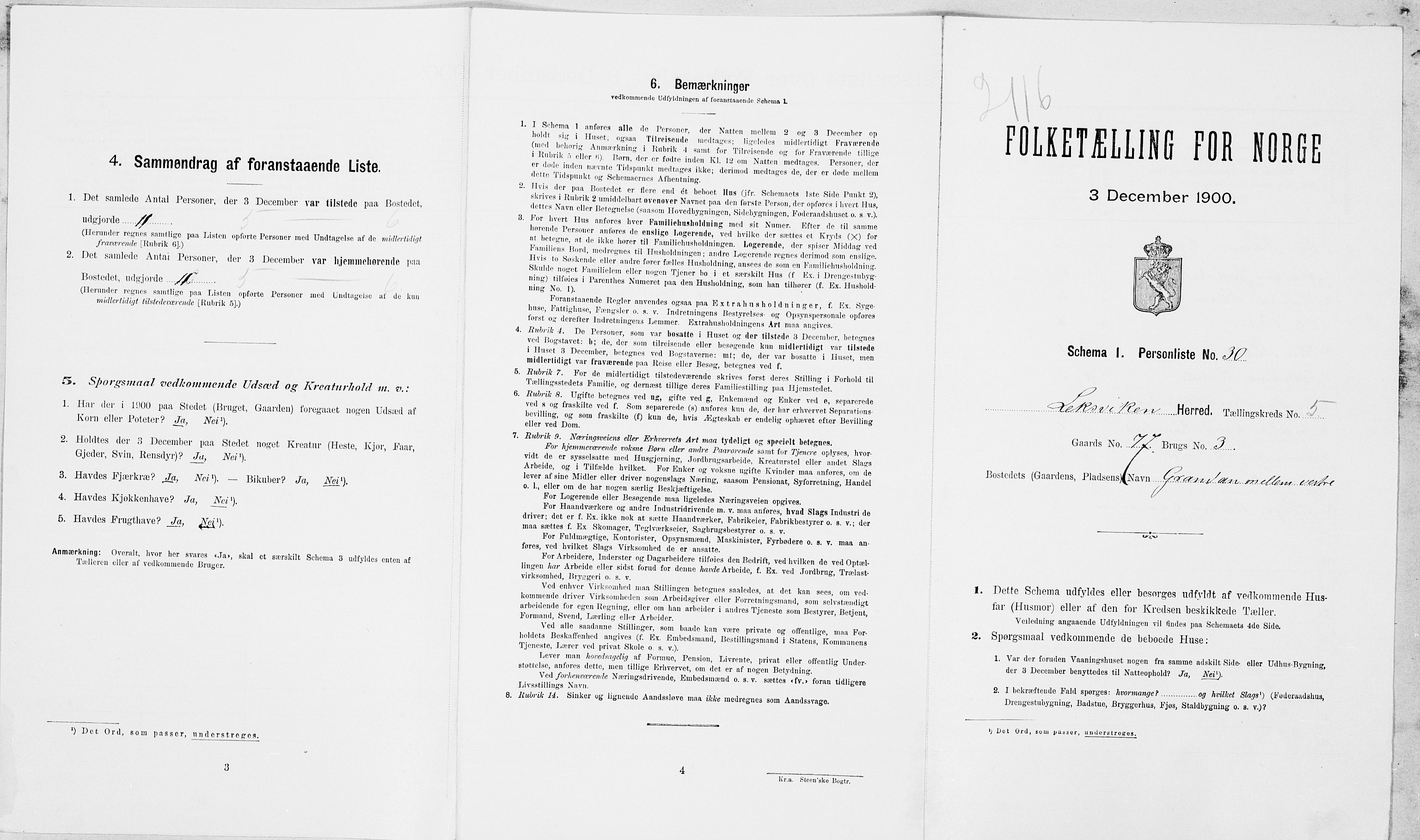 SAT, Folketelling 1900 for 1718 Leksvik herred, 1900, s. 711