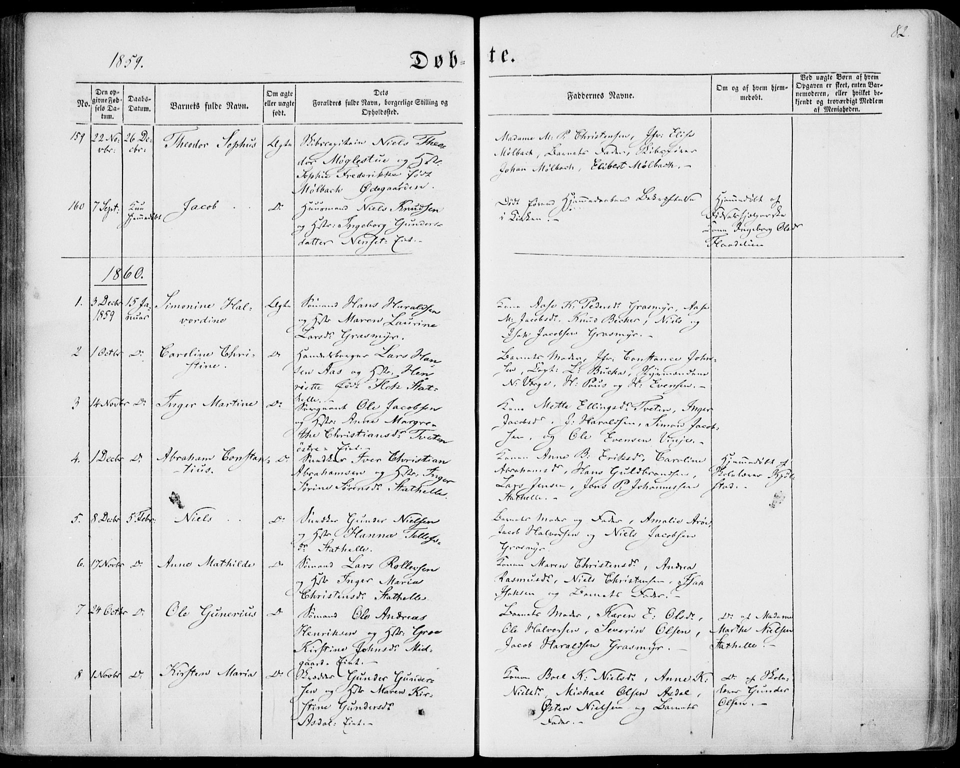 Bamble kirkebøker, AV/SAKO-A-253/F/Fa/L0005: Ministerialbok nr. I 5, 1854-1869, s. 82