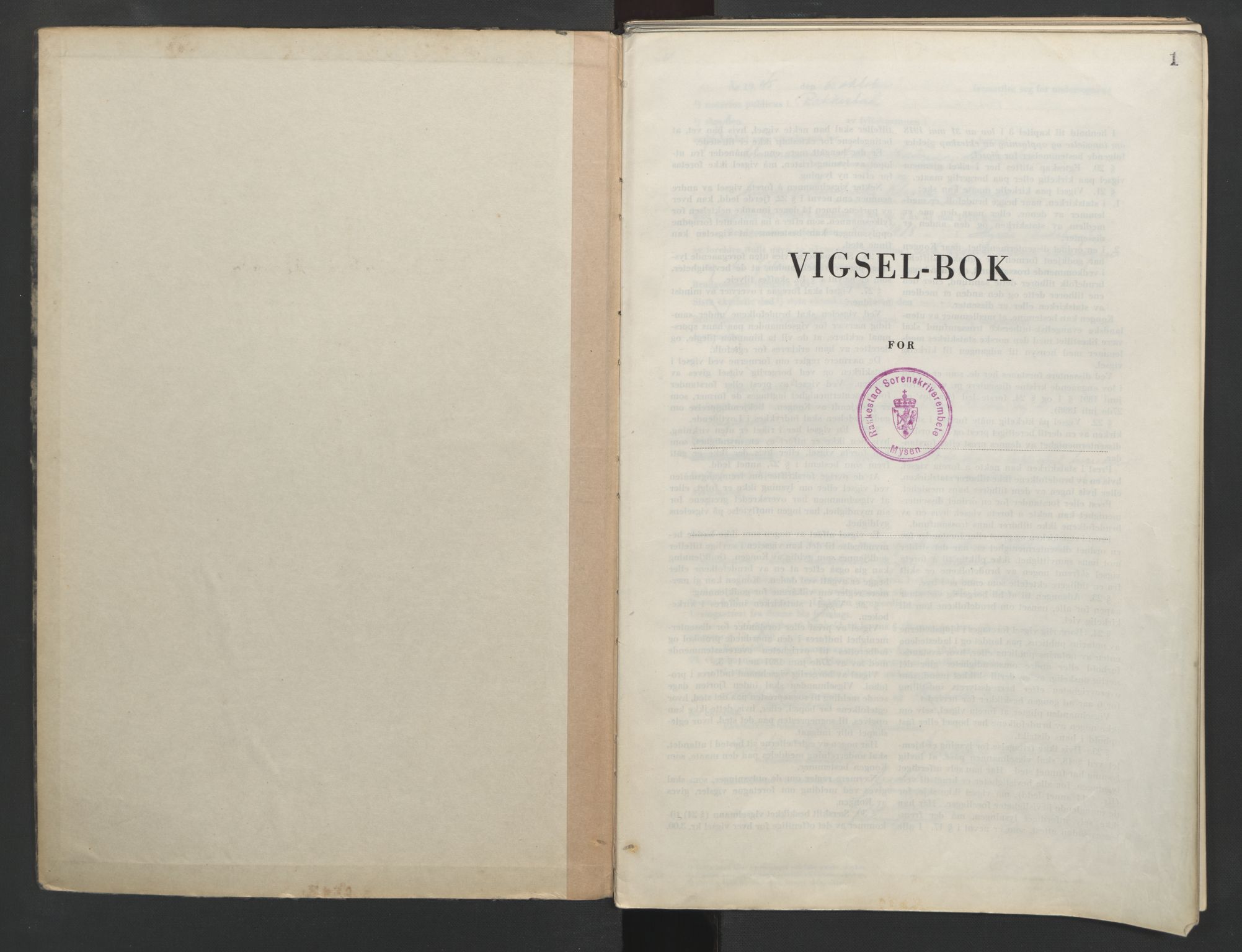 Rakkestad sorenskriveri, AV/SAO-A-10686/L/Lc/Lca/L0005: Vigselbøker, 1945-1951, s. 1