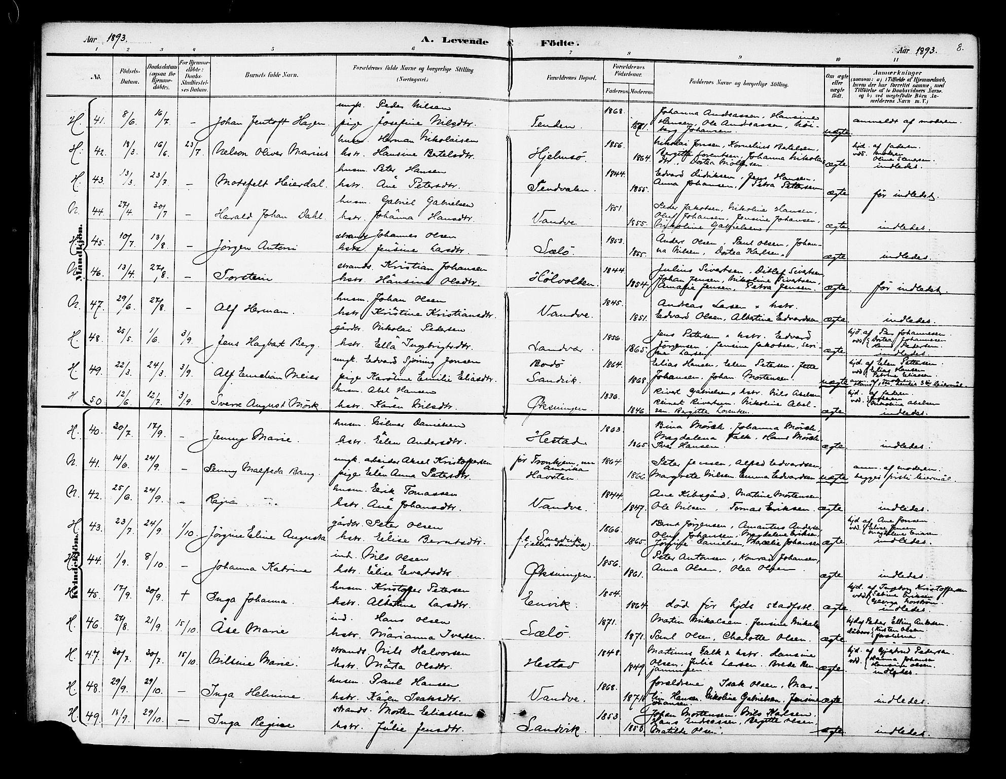 Ministerialprotokoller, klokkerbøker og fødselsregistre - Nordland, AV/SAT-A-1459/834/L0508: Ministerialbok nr. 834A06, 1892-1901, s. 8
