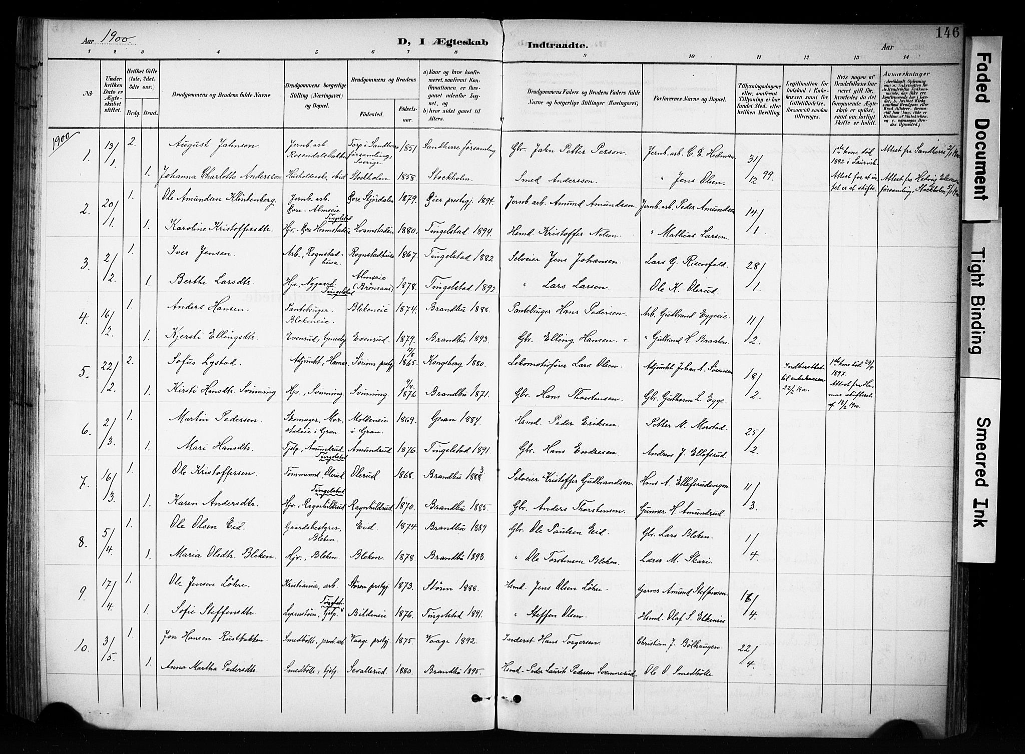 Brandbu prestekontor, AV/SAH-PREST-114/H/Ha/Haa/L0001: Ministerialbok nr. 1, 1900-1912, s. 146