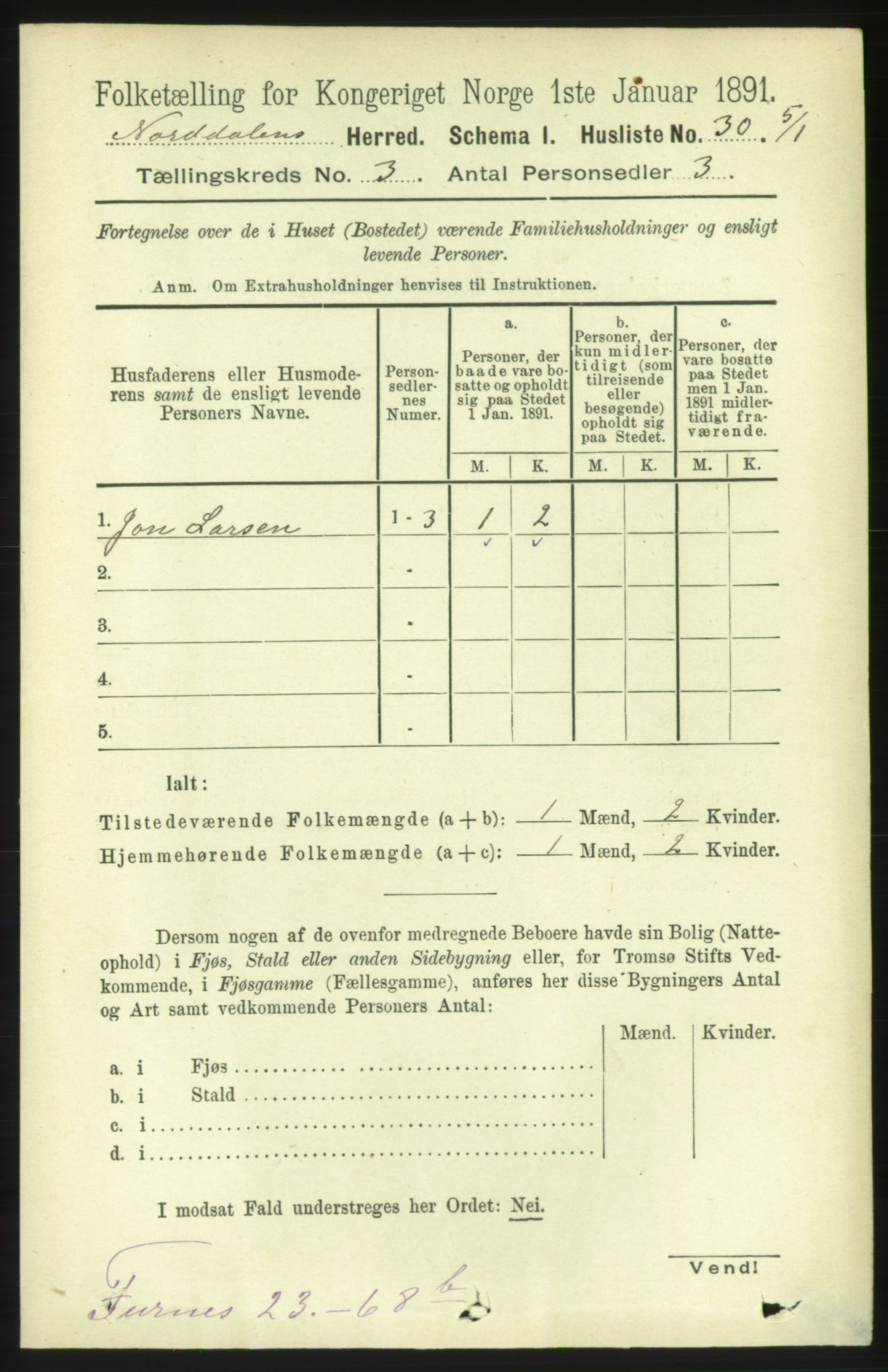 RA, Folketelling 1891 for 1524 Norddal herred, 1891, s. 538