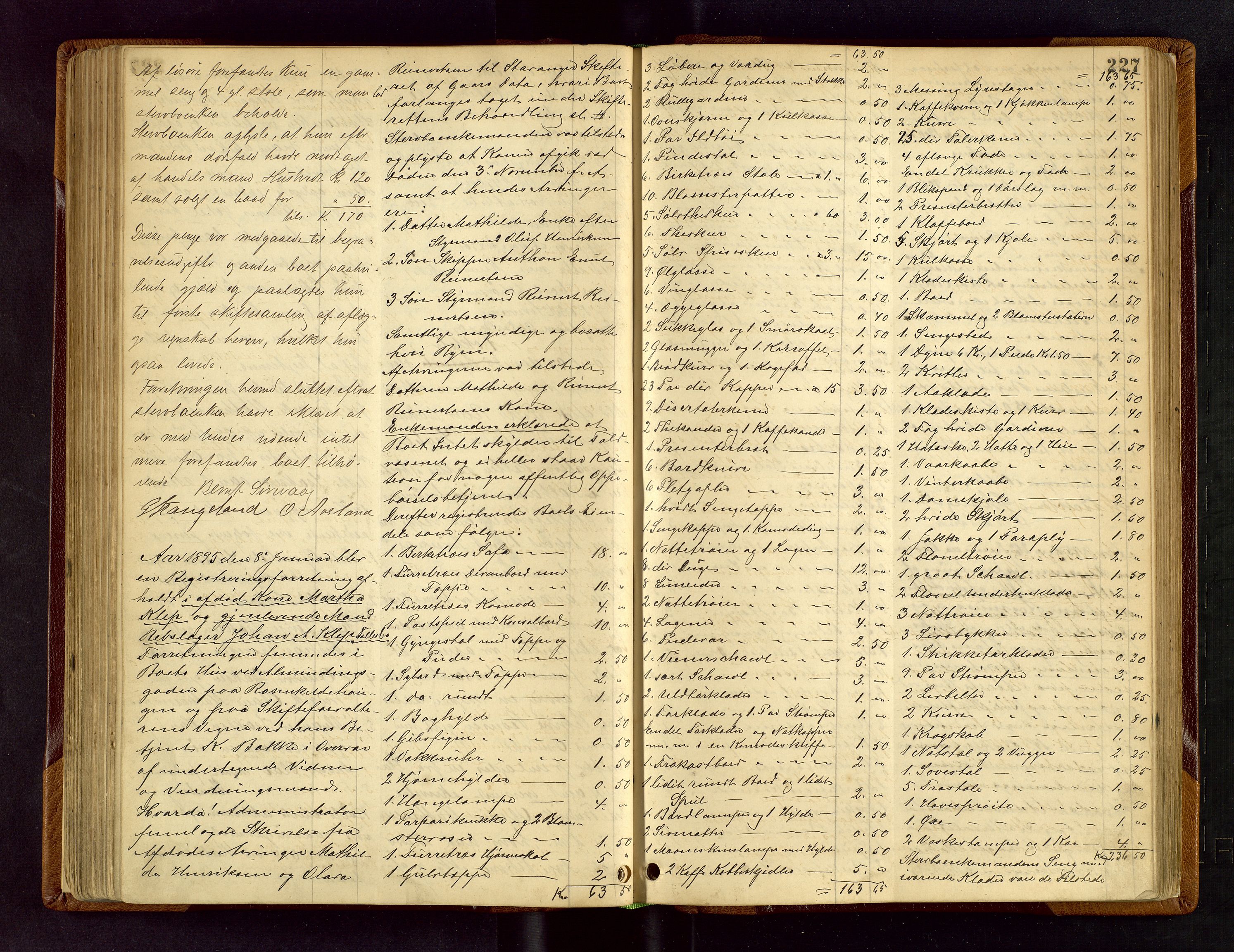 Stavanger skifteforvalter, AV/SAST-A-101412/001/5/53/533BA/L0001: Registreringsprotokoll, 1882-1902, s. 227