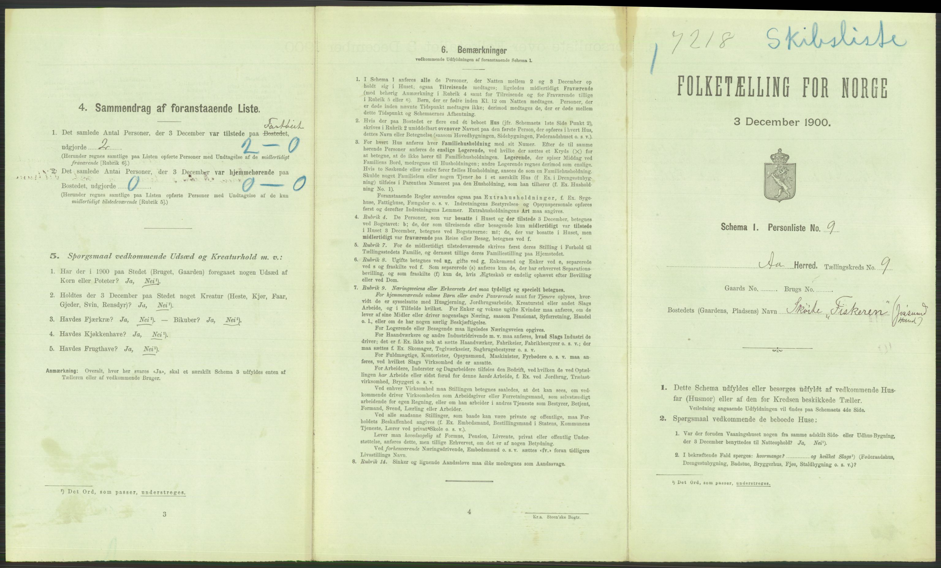 RA, Folketelling 1900 - skipslister med personlister for skip i norske havner, utenlandske havner og til havs, 1900, s. 3543