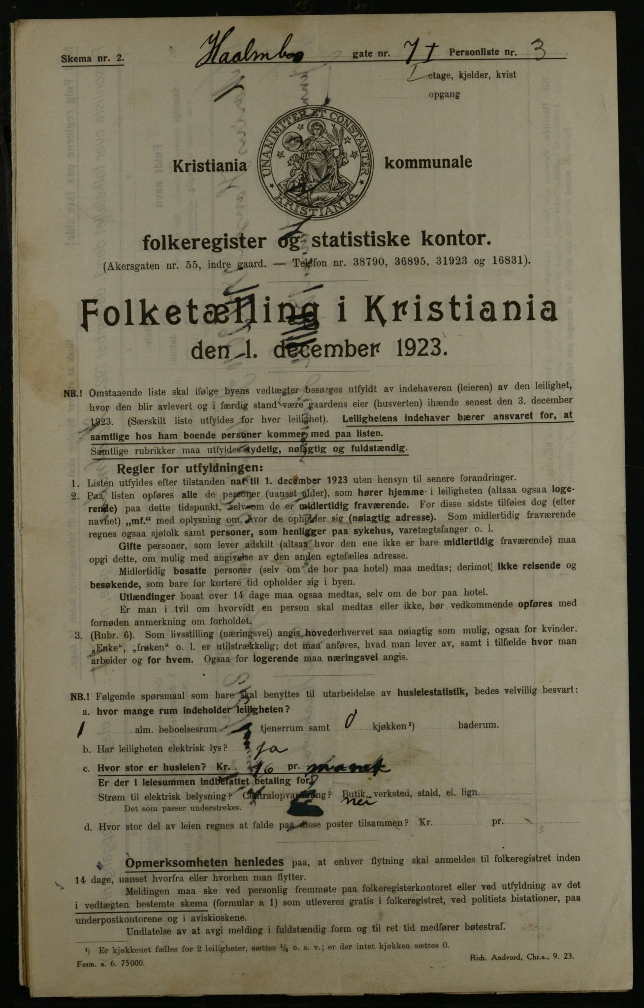 OBA, Kommunal folketelling 1.12.1923 for Kristiania, 1923, s. 45642