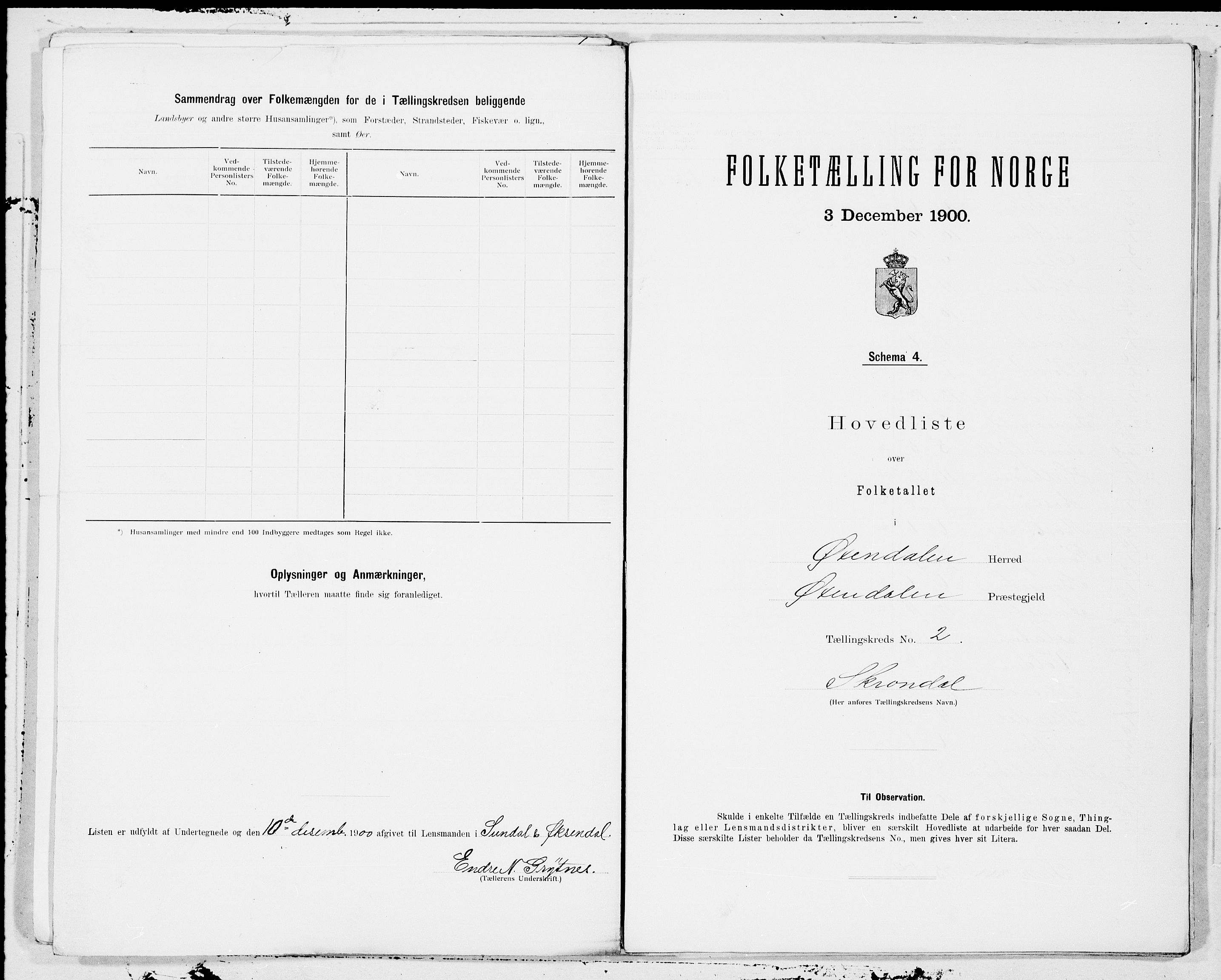 SAT, Folketelling 1900 for 1561 Øksendal herred, 1900, s. 4