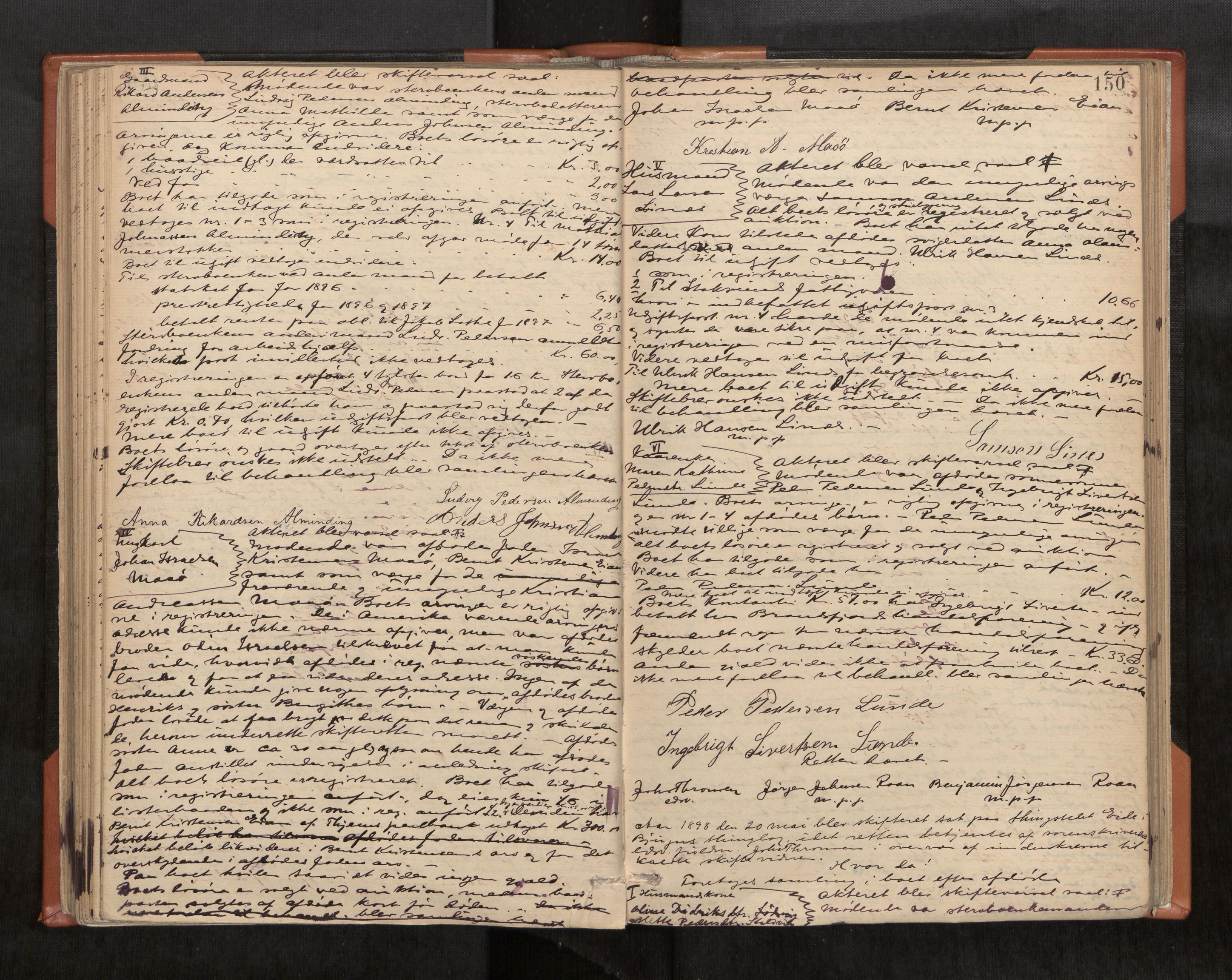 Fosen sorenskriveri, AV/SAT-A-1107/1/3/3B/L0006: Skiftebehandlingsprotokoll, 1890-1902, s. 150