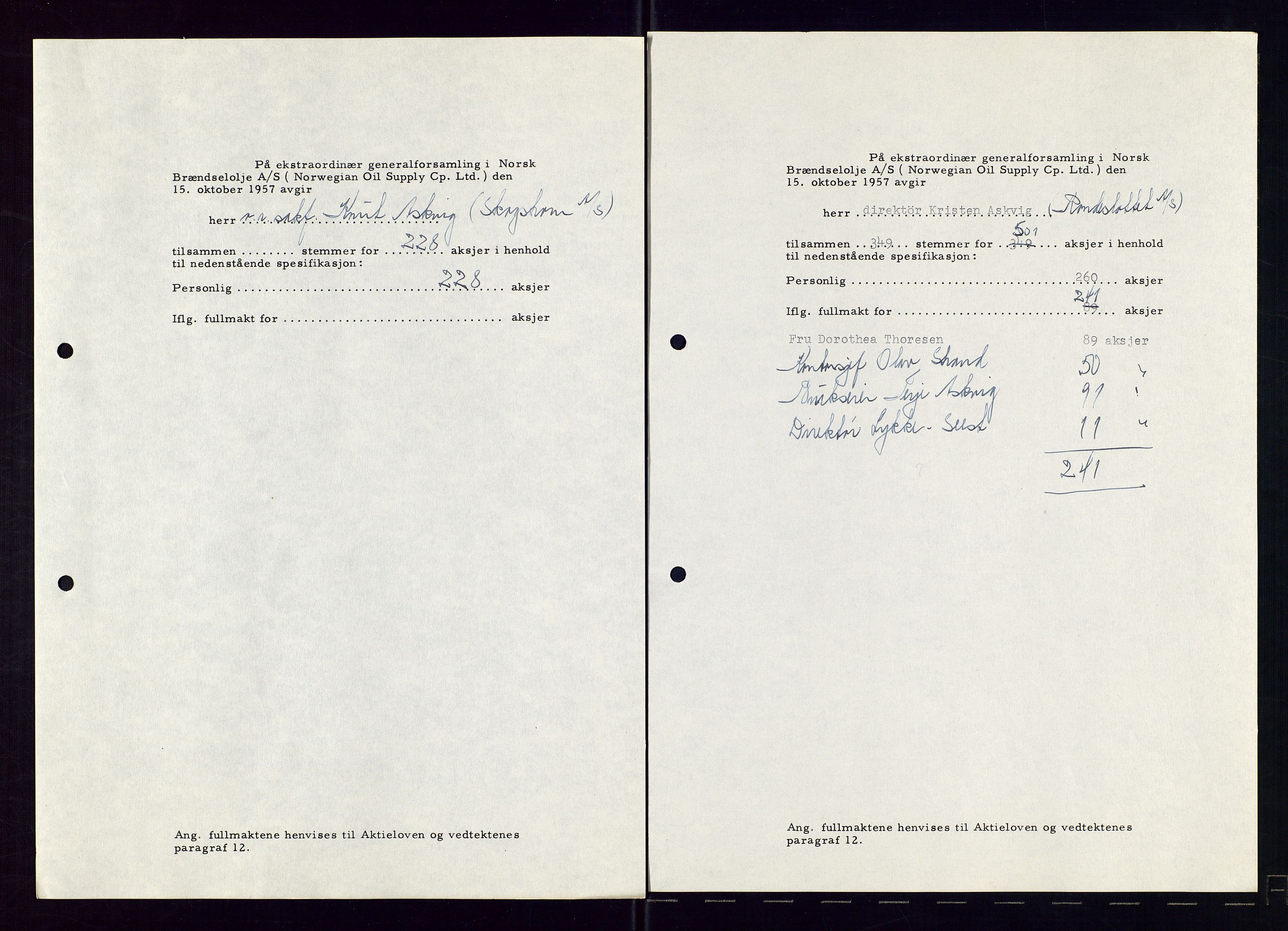 PA 1544 - Norsk Brændselolje A/S, AV/SAST-A-101965/1/A/Aa/L0007/0003: Generalforsamling / Generalforsamling 1956, ekstraordinær generalforsamling 1957, 1956-1957, s. 114