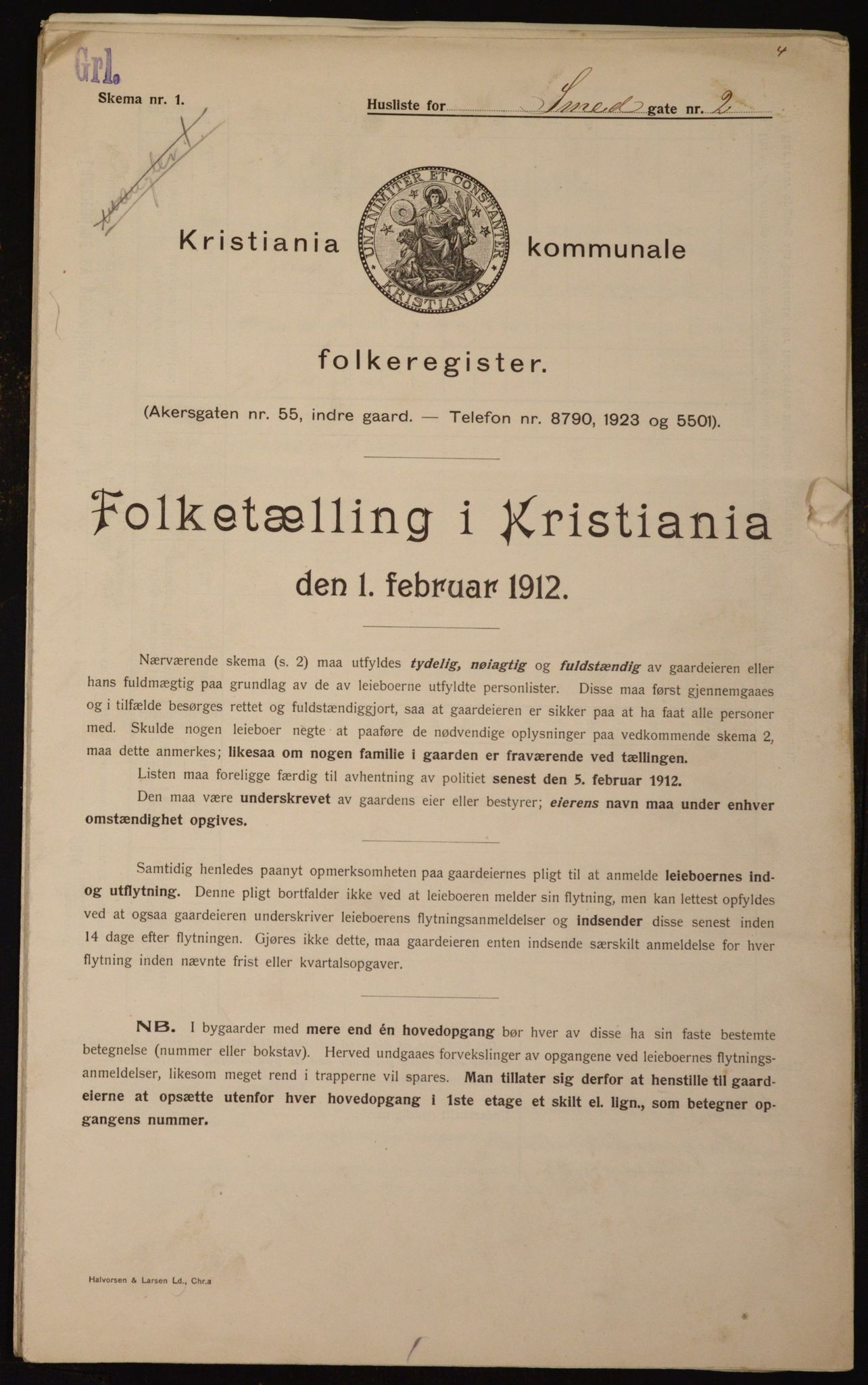 OBA, Kommunal folketelling 1.2.1912 for Kristiania, 1912, s. 97398