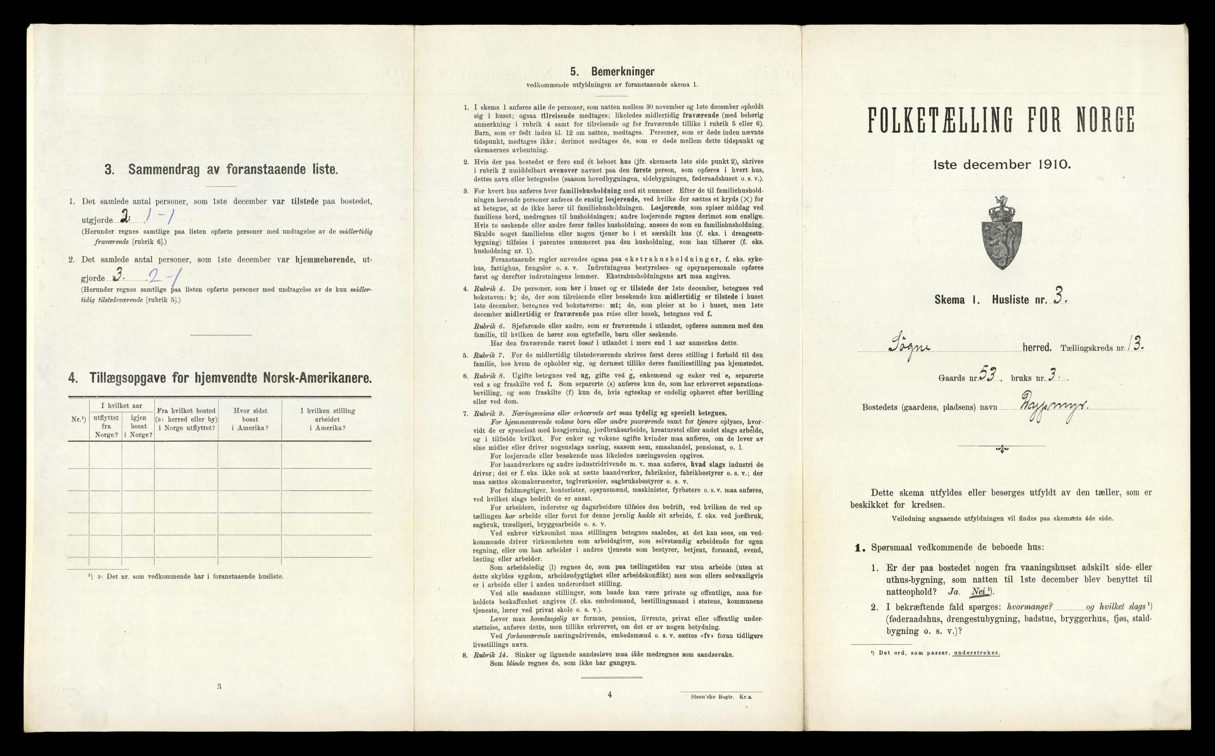 RA, Folketelling 1910 for 1018 Søgne herred, 1910, s. 1186