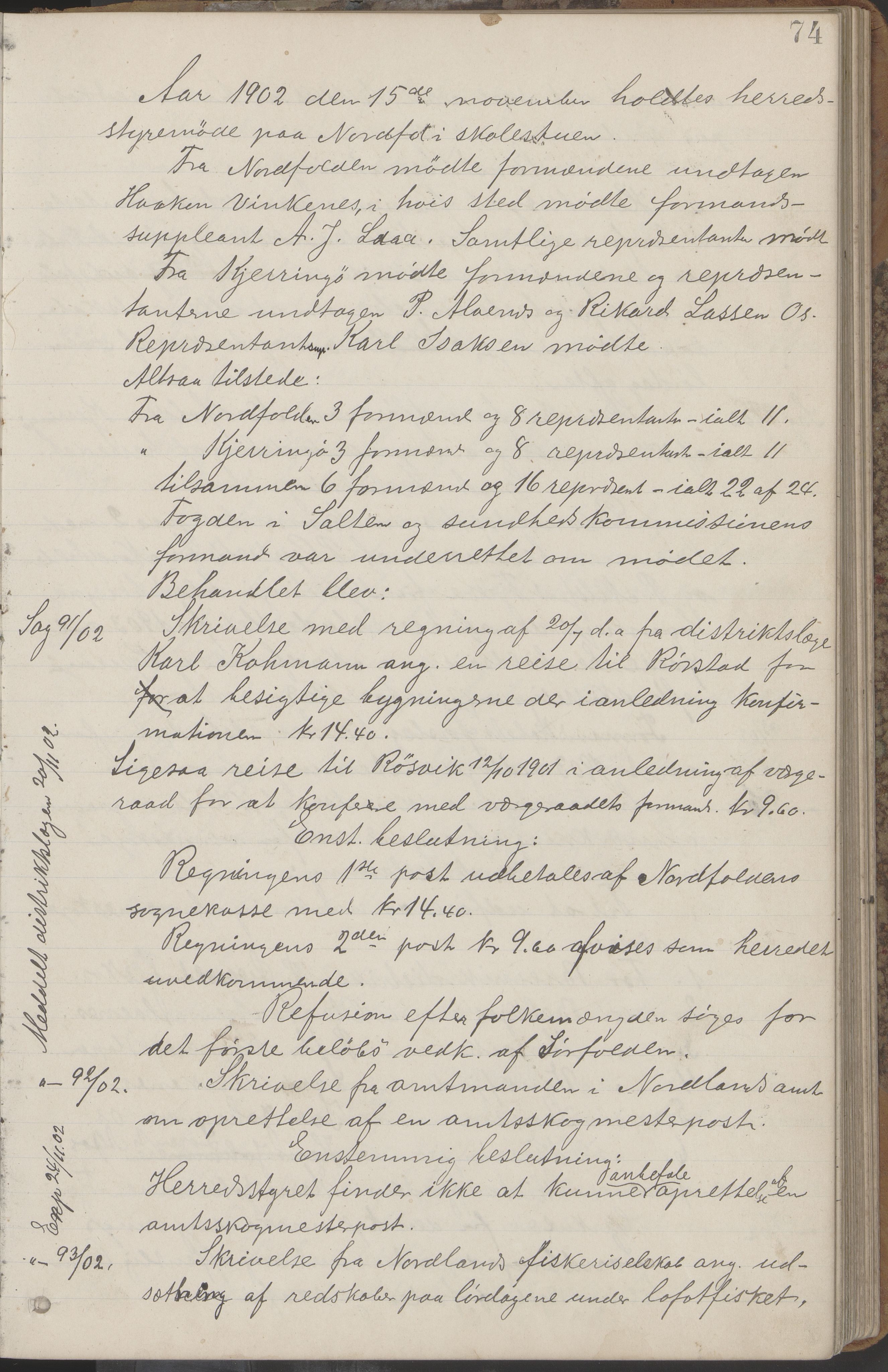 Kjerringøy kommune. Formannskapet, AIN/K-18441.150/A/Aa/L0002: Forhandlingsprotokoll Norfolden- Kjerringø formanskap, 1900-1911