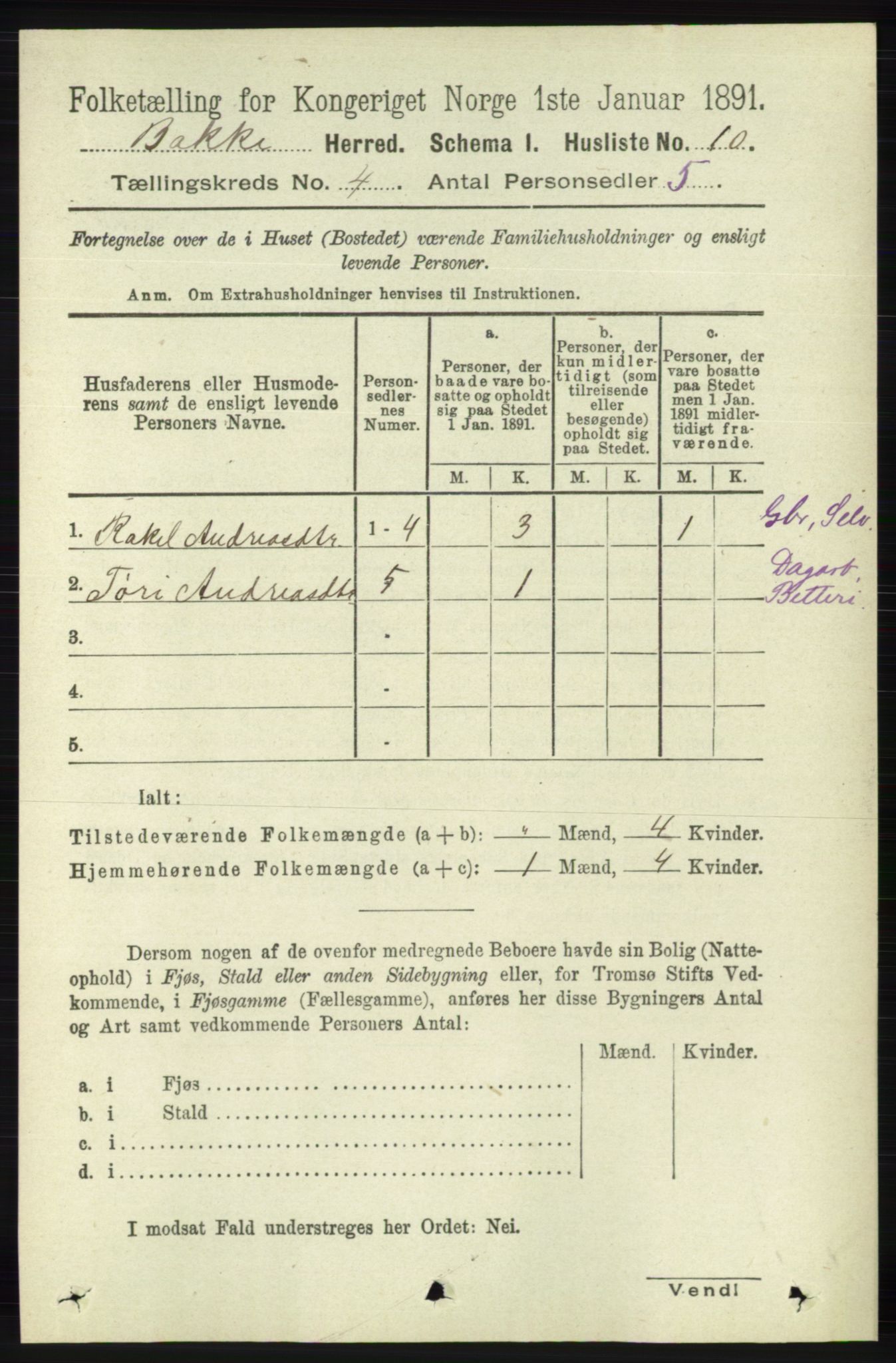 RA, Folketelling 1891 for 1045 Bakke herred, 1891, s. 553