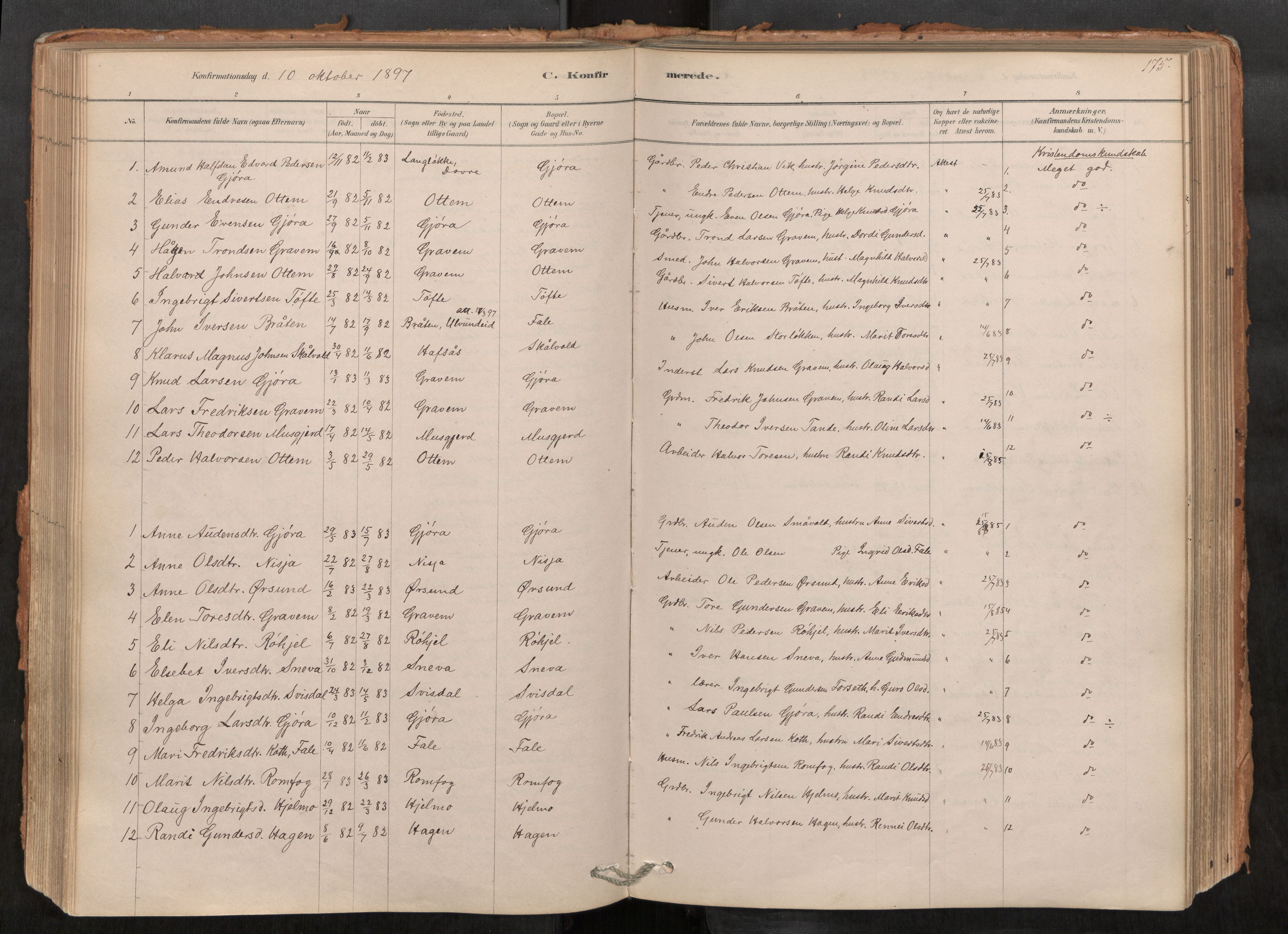 Sunndal sokneprestkontor, SAT/A-1085/1/I/I1/I1a/L0001: Ministerialbok nr. 1, 1877-1914, s. 175