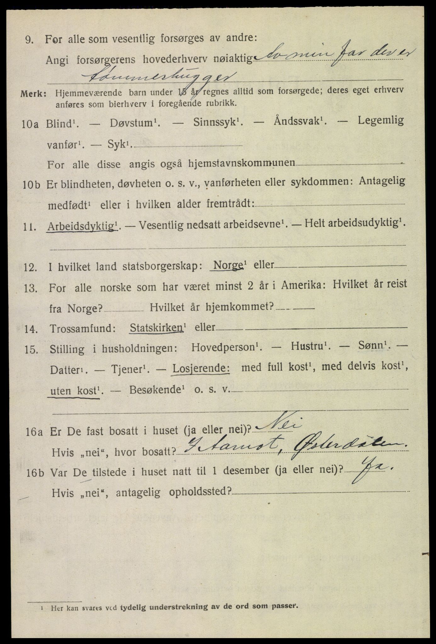 SAH, Folketelling 1920 for 0428 Trysil herred, 1920, s. 15960