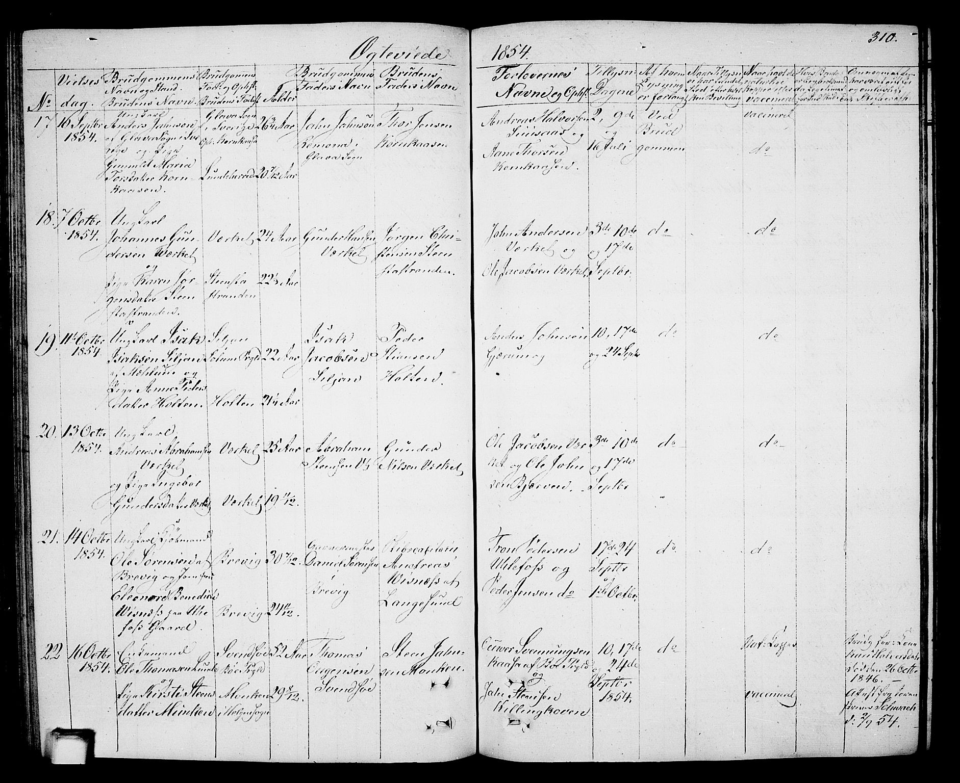 Holla kirkebøker, AV/SAKO-A-272/G/Ga/L0003: Klokkerbok nr. I 3, 1849-1866, s. 310