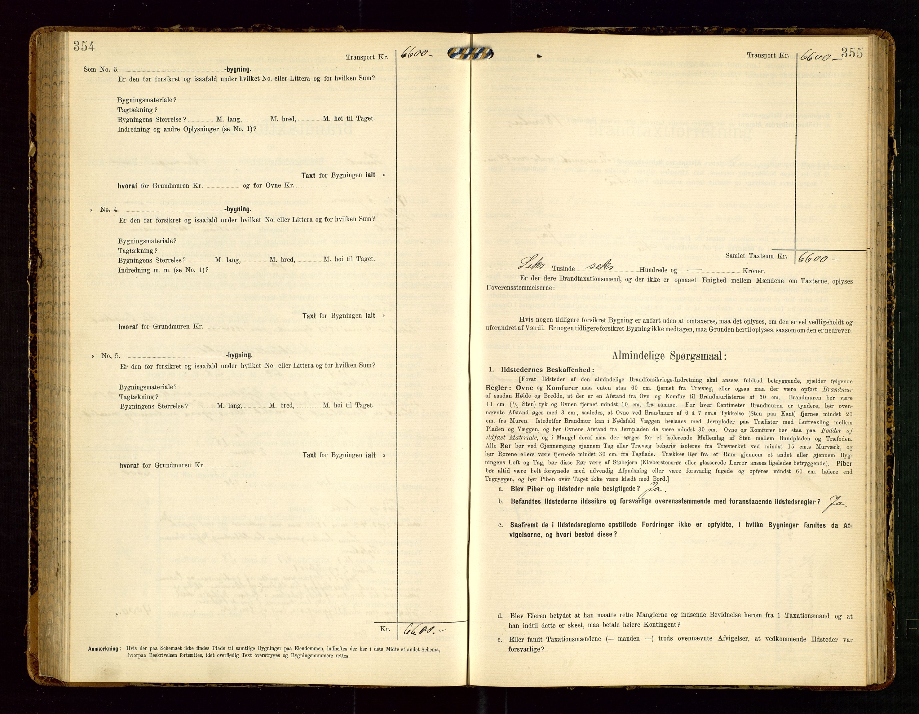 Lund lensmannskontor, AV/SAST-A-100303/Gob/L0002: "Brandtakstprotokol", 1908-1918, s. 354-355