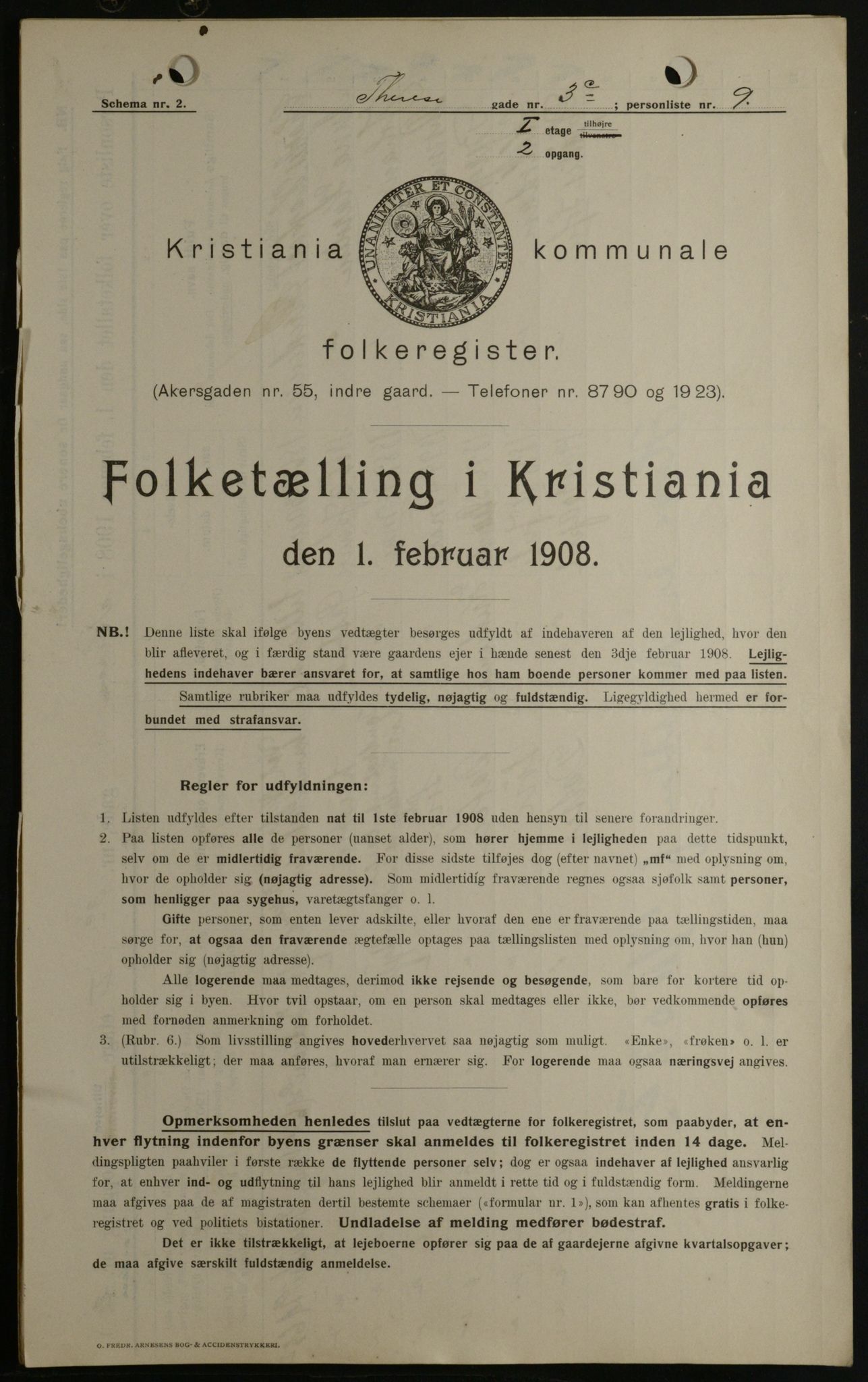 OBA, Kommunal folketelling 1.2.1908 for Kristiania kjøpstad, 1908, s. 96934