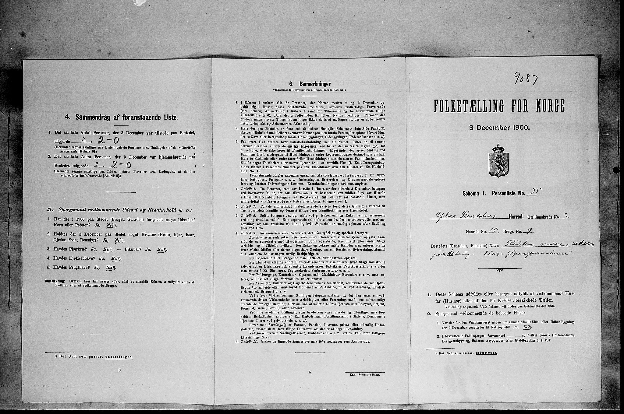 SAH, Folketelling 1900 for 0432 Ytre Rendal herred, 1900, s. 203
