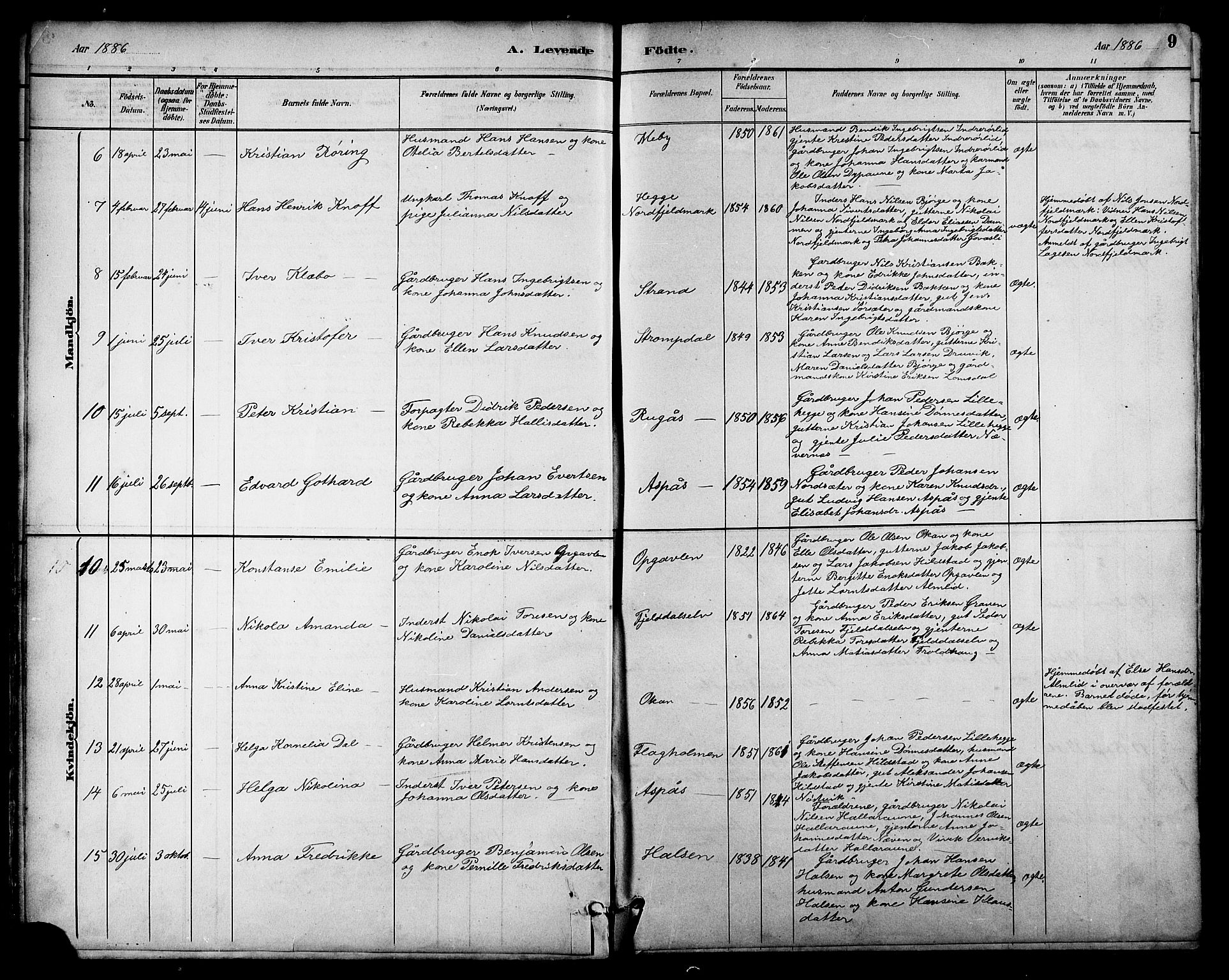 Ministerialprotokoller, klokkerbøker og fødselsregistre - Nordland, AV/SAT-A-1459/814/L0230: Klokkerbok nr. 814C03, 1884-1911, s. 9