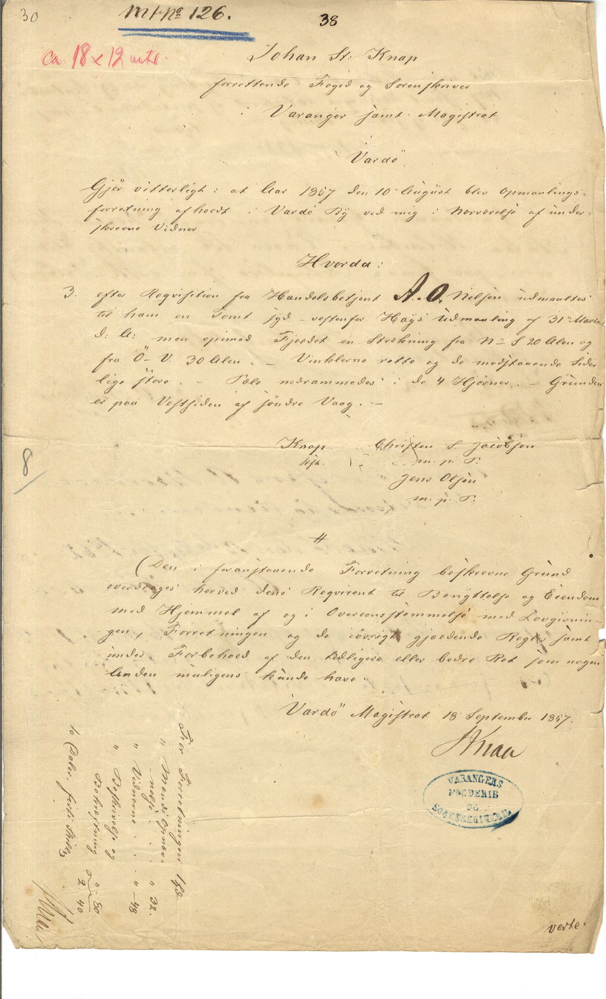 Brodtkorb handel A/S, VAMU/A-0001/Q/Qb/L0001: Skjøter og grunnbrev i Vardø by, 1822-1943, s. 23