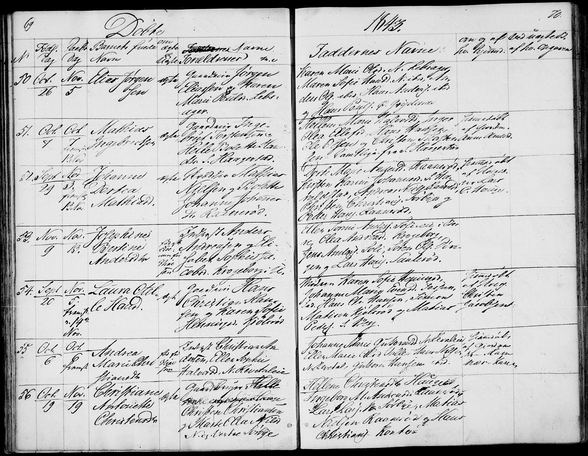 Våle kirkebøker, AV/SAKO-A-334/F/Fa/L0009a: Ministerialbok nr. I 9A, 1839-1860, s. 69-70