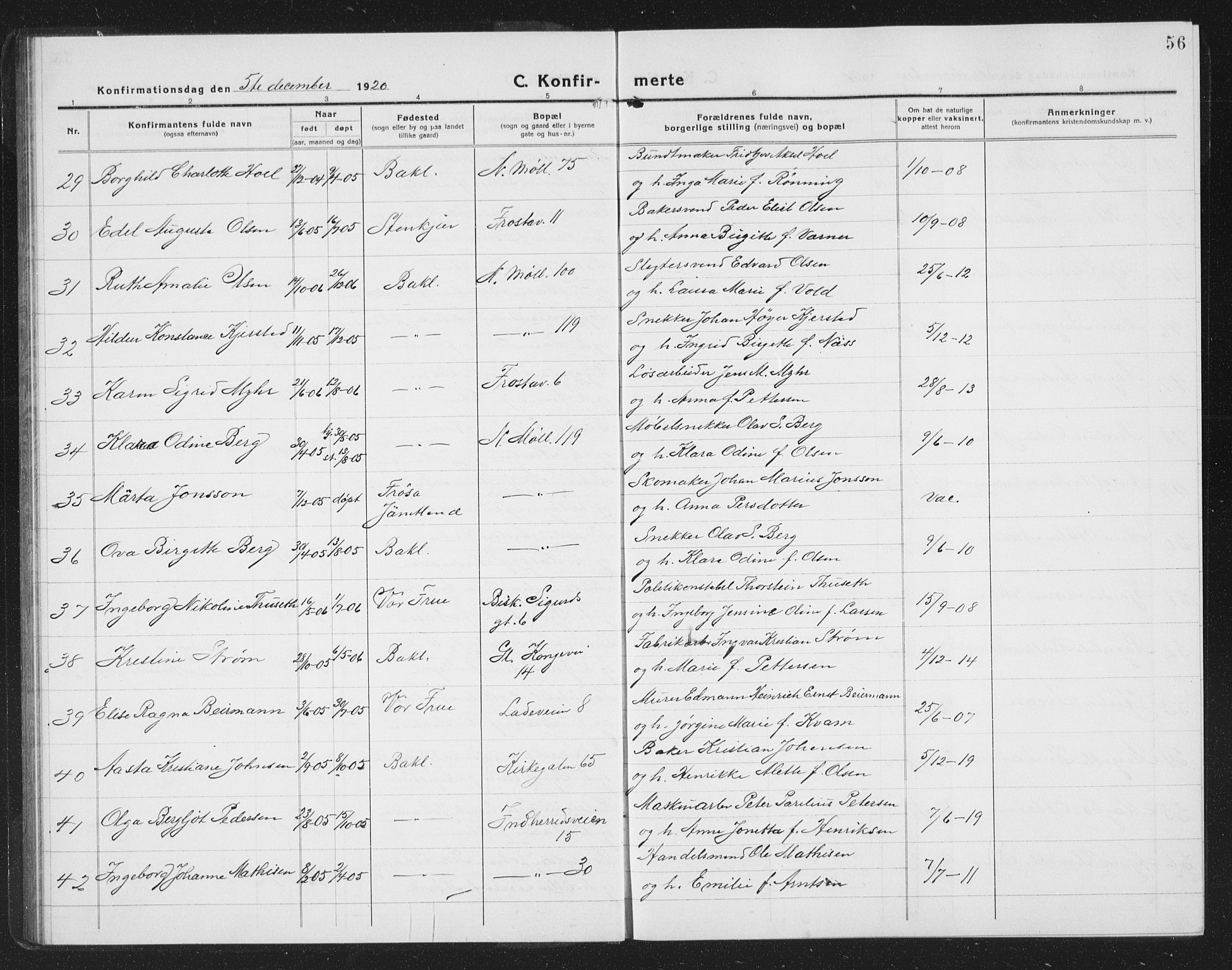 Ministerialprotokoller, klokkerbøker og fødselsregistre - Sør-Trøndelag, AV/SAT-A-1456/605/L0258: Klokkerbok nr. 605C05, 1918-1930, s. 56