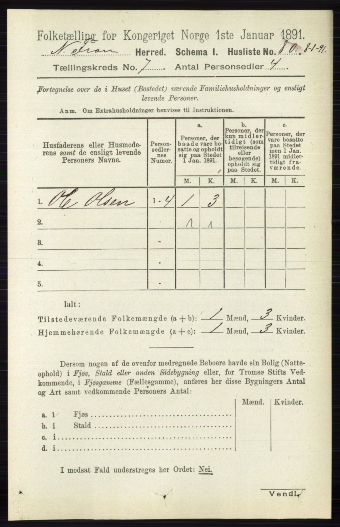 RA, Folketelling 1891 for 0518 Nord-Fron herred, 1891, s. 2816