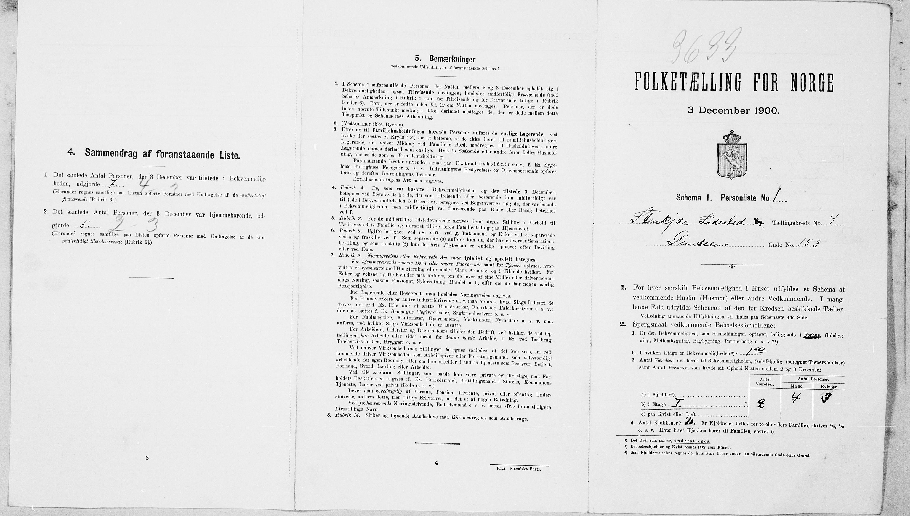 SAT, Folketelling 1900 for 1702 Steinkjer ladested, 1900, s. 452