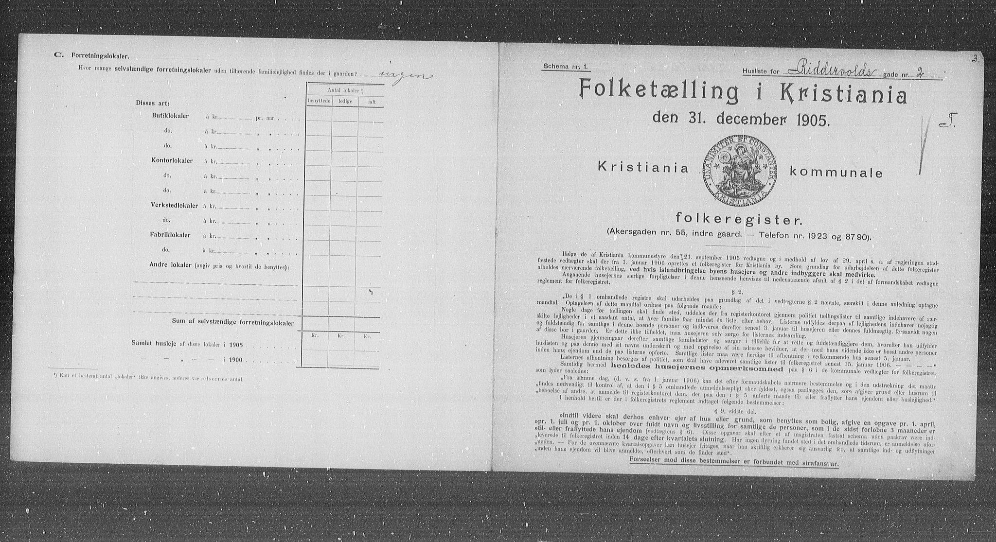 OBA, Kommunal folketelling 31.12.1905 for Kristiania kjøpstad, 1905, s. 43719