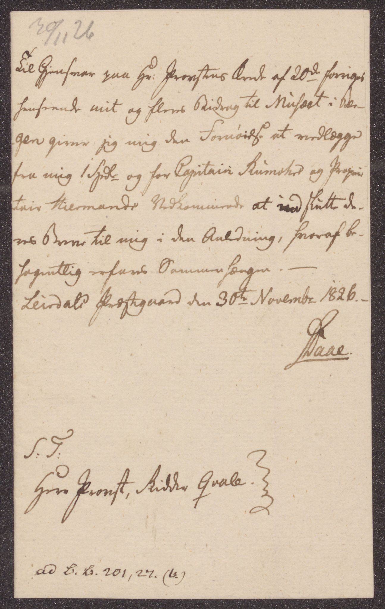 Bergens Museum, UMB/A007/D/Da/L0001/0003: Innkommende brev 1822 - 1826 / Innkommende brev 1826, 1826