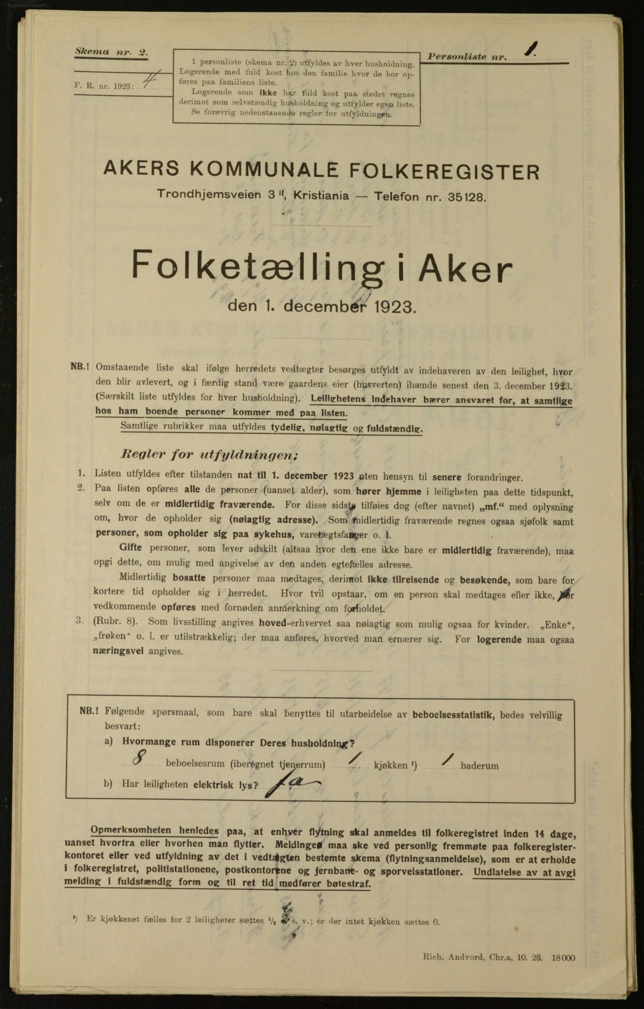 , Kommunal folketelling 1.12.1923 for Aker, 1923, s. 26