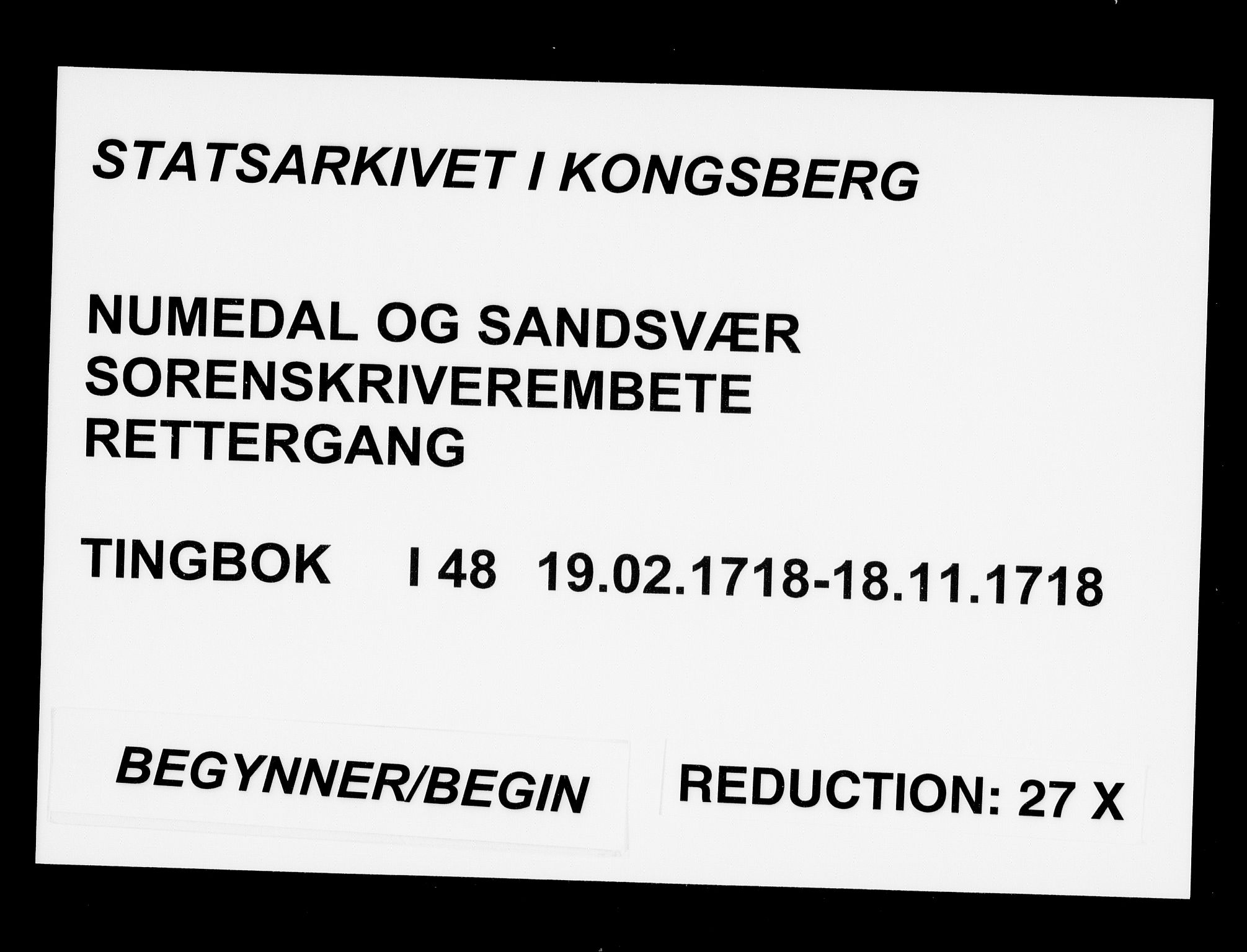 Numedal og Sandsvær sorenskriveri, SAKO/A-128/F/Fa/Faa/L0048: Tingbøker, 1718