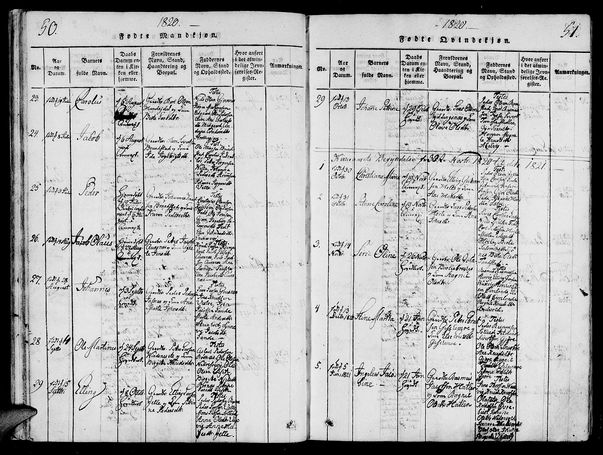 Ministerialprotokoller, klokkerbøker og fødselsregistre - Møre og Romsdal, SAT/A-1454/522/L0310: Ministerialbok nr. 522A05, 1816-1832, s. 50-51