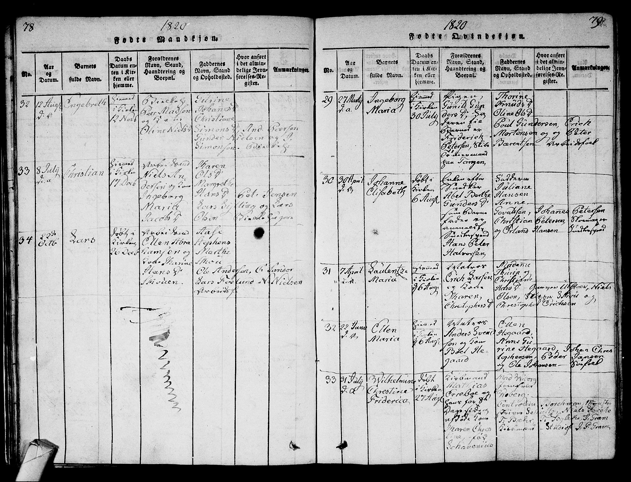 Strømsø kirkebøker, AV/SAKO-A-246/G/Ga/L0001: Klokkerbok nr. 1, 1815-1829, s. 78-79