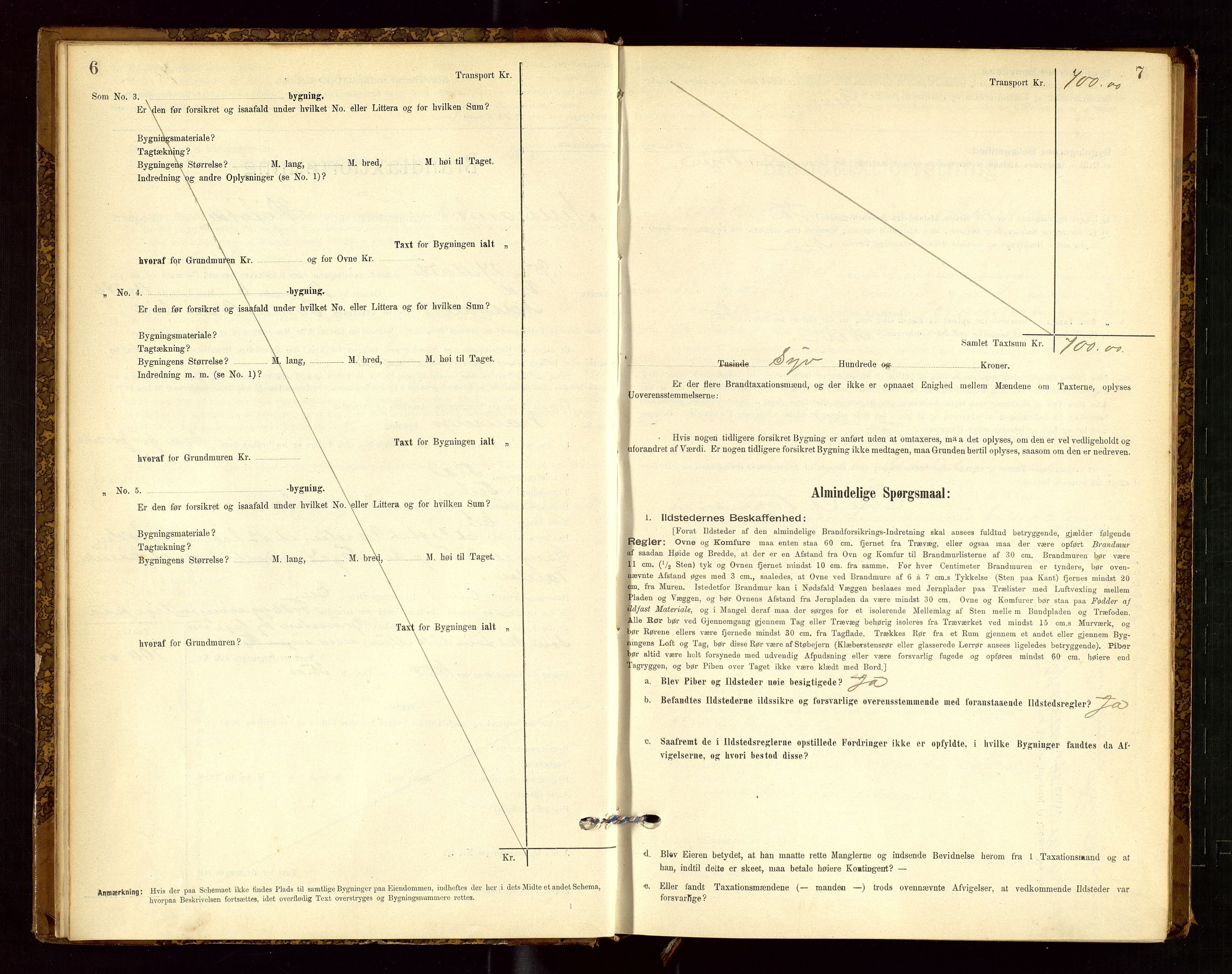 Nedstrand lensmannskontor, SAST/A-100236/Gob/L0001: "Brandtaxationsprotokol for Nerstrand Lensmandsdistrikt Ryfylke fogderi", 1895-1915, s. 6-7